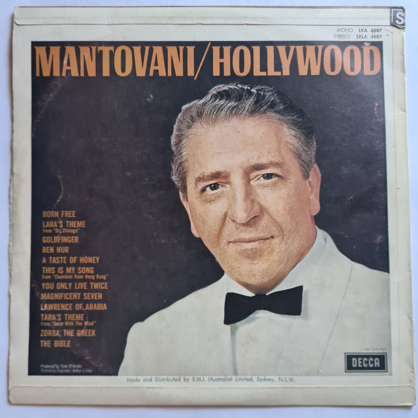 Mantiovani – Hollywood - 1967 - Vinyl Record LP - Sound Hound Records