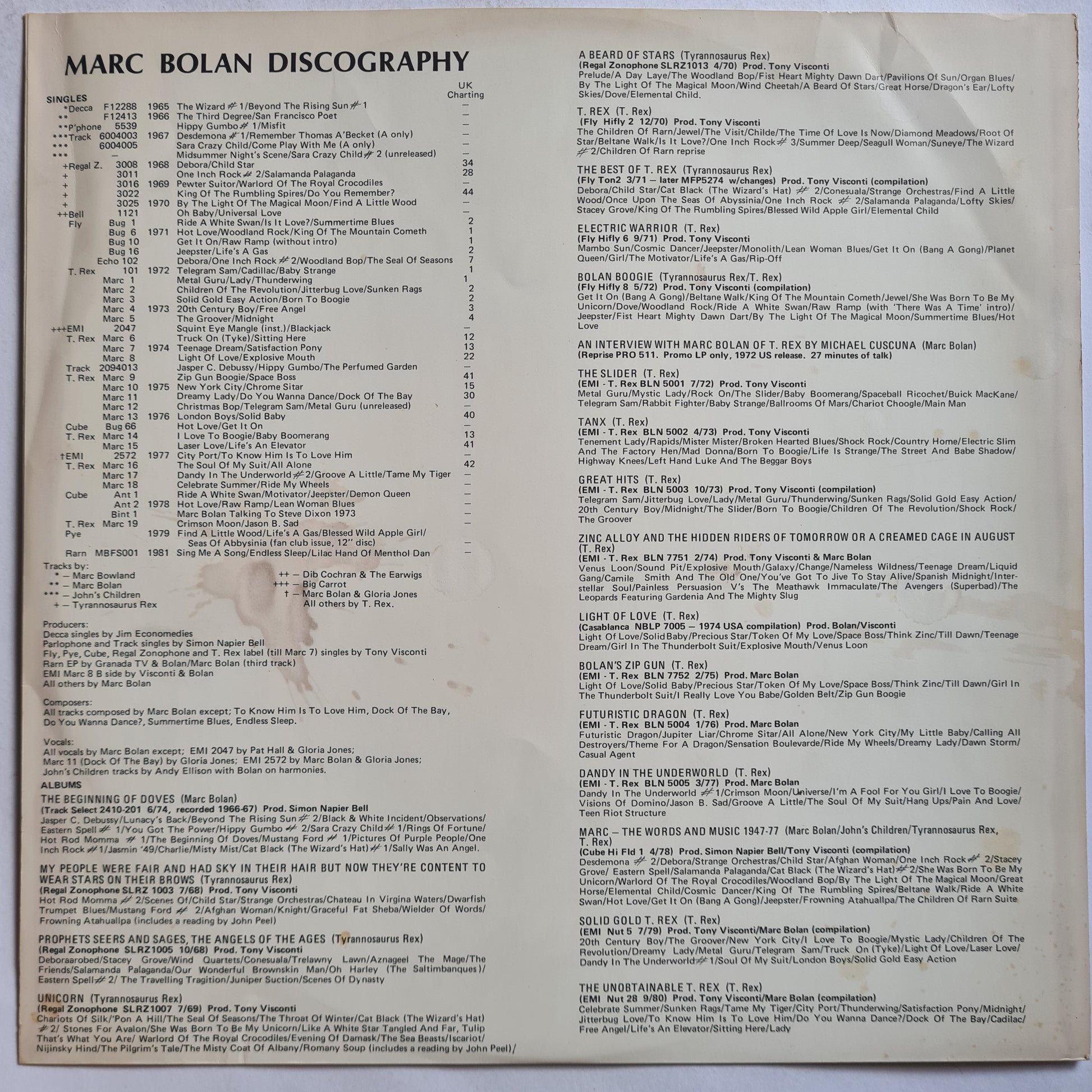 Marc Bolan (T.Rex) – 20th Century Boy - 1981 - Vinyl Record 3LP - Sound Hound Records
