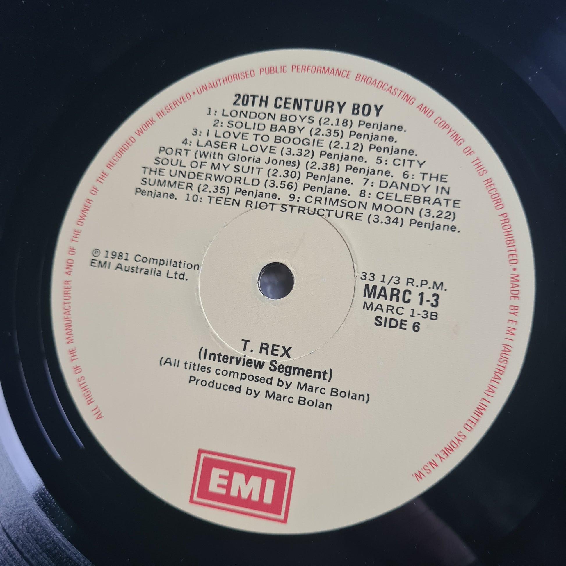 Marc Bolan (T.Rex) – 20th Century Boy - 1981 - Vinyl Record 3LP - Sound Hound Records