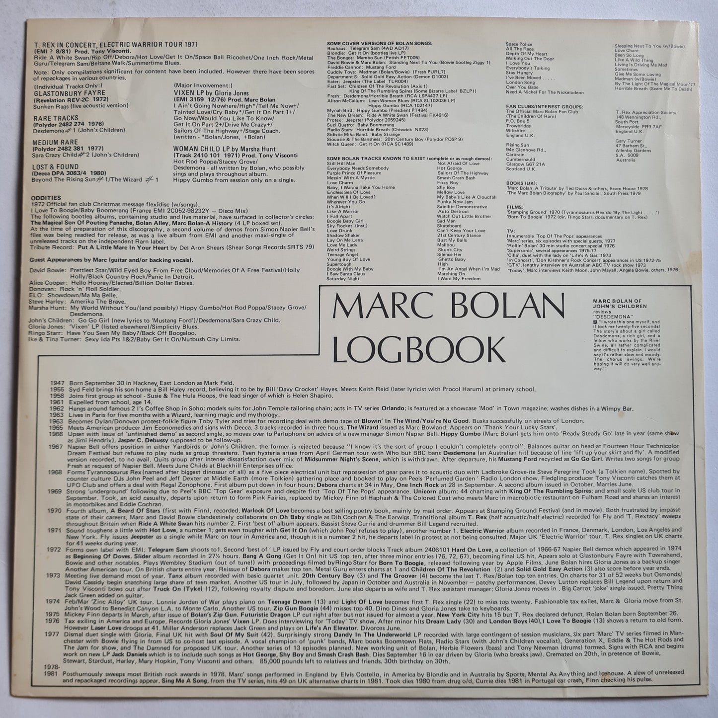 Marc Bolan (T.Rex) – 20th Century Boy - 1981 - Vinyl Record 3LP - Sound Hound Records