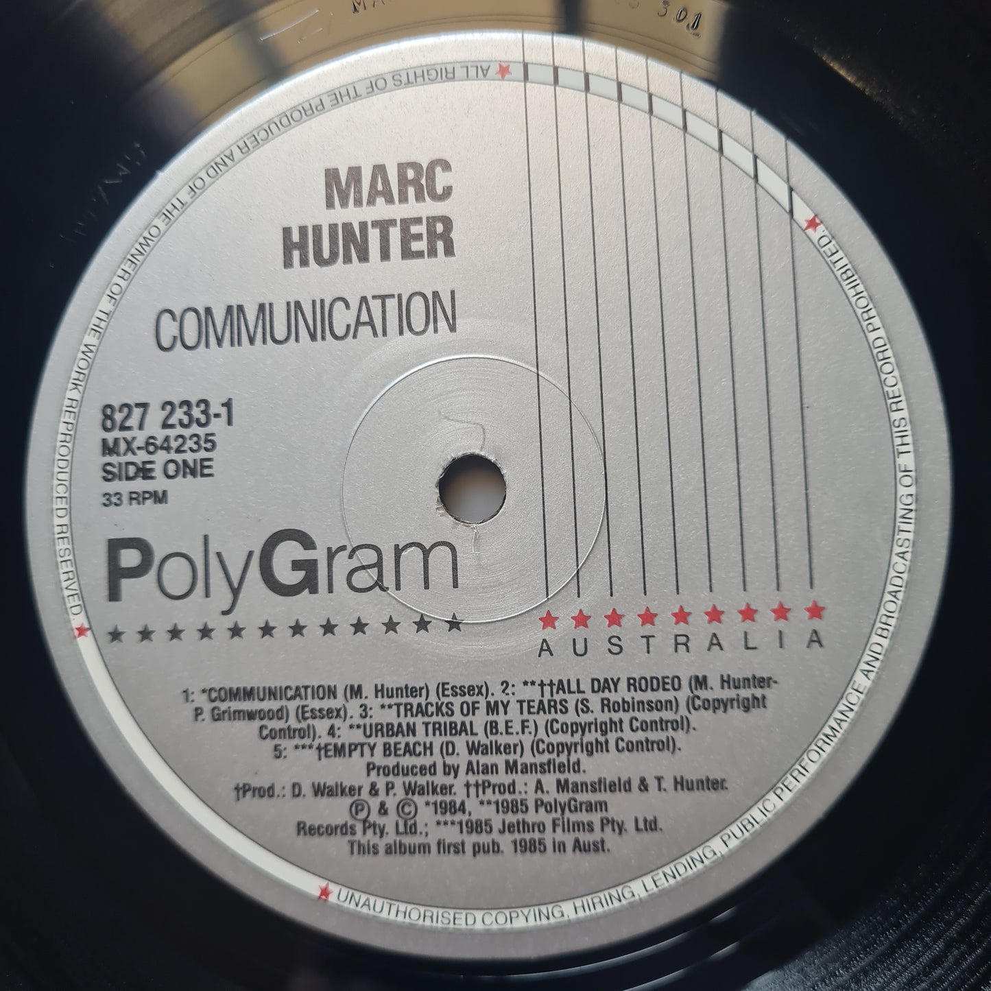 Marc Hunter (Dragon) – Communication - 1985 - Vinyl Record LP - Sound Hound Records