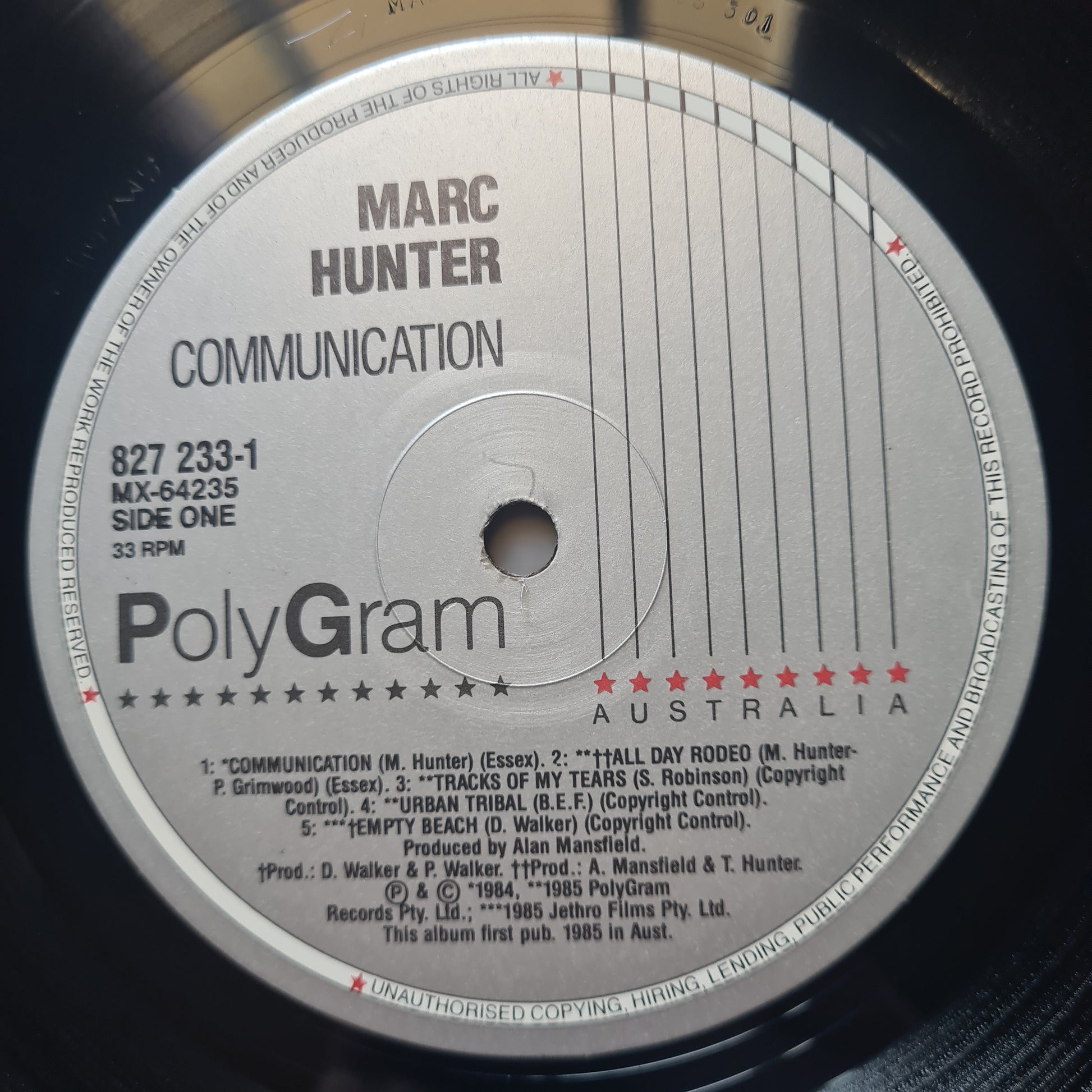 Marc Hunter (Dragon) – Communication - 1985 - Vinyl Record LP - Sound Hound Records