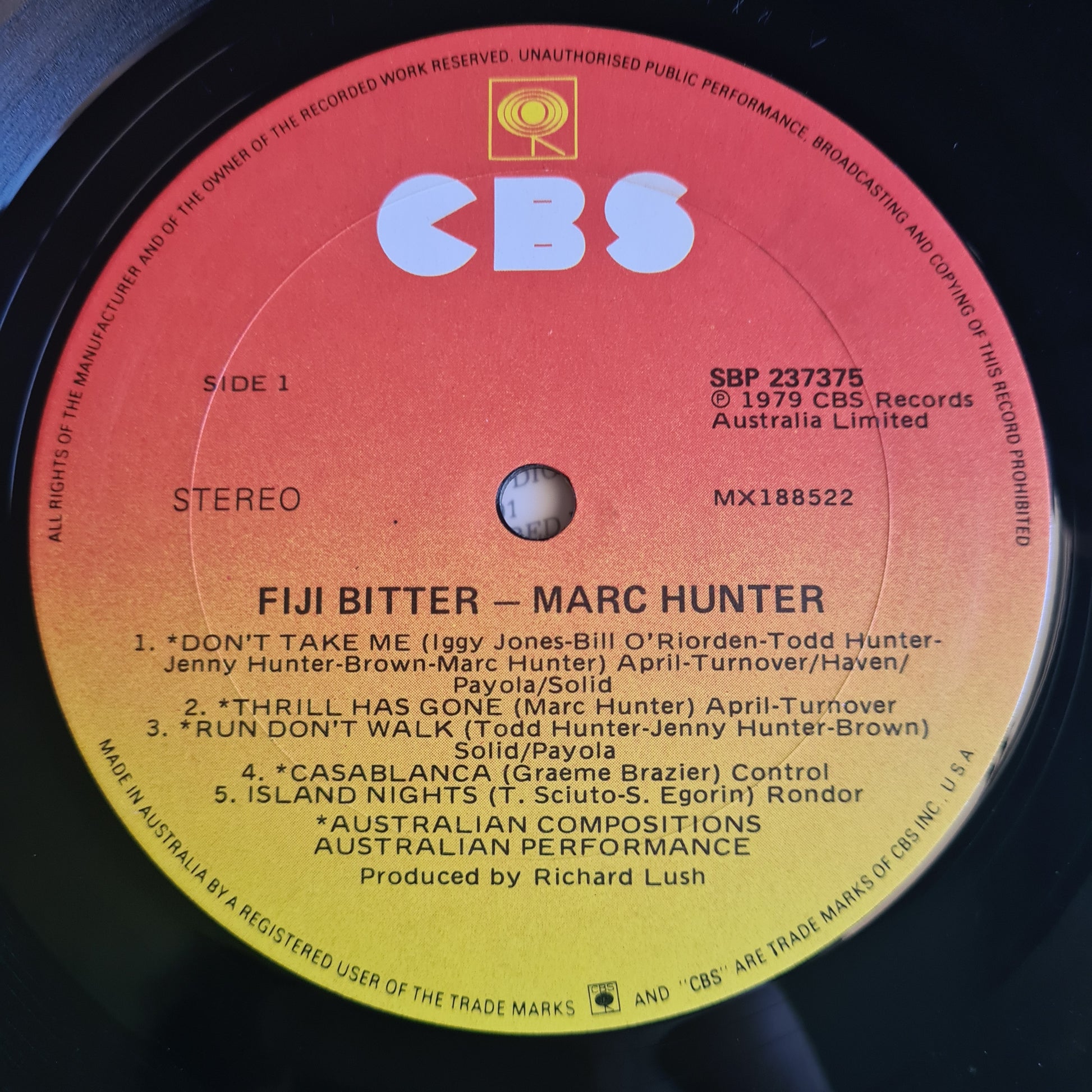 Marc Hunter (Dragon) – Fiji Bitter - 1979 - Vinyl Record LP - Sound Hound Records