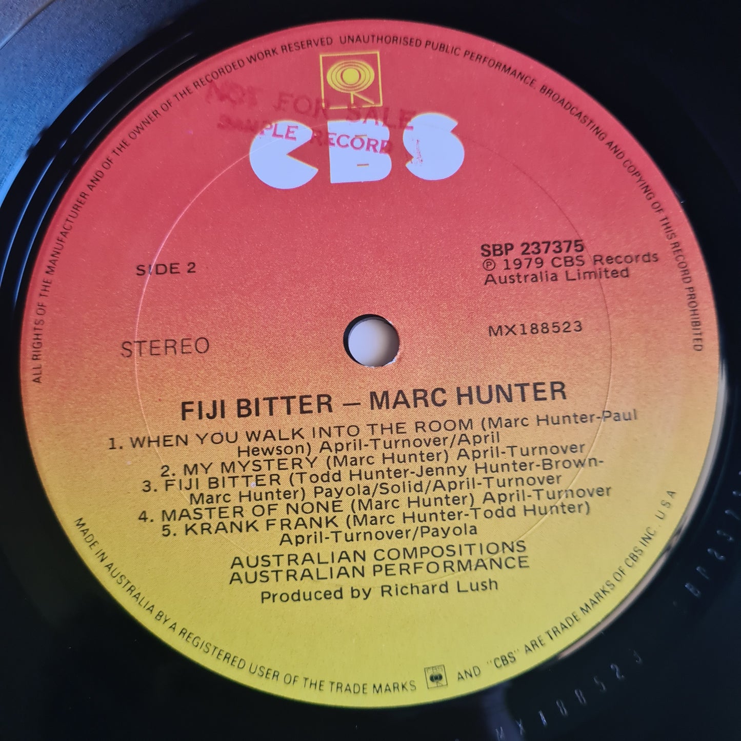 Marc Hunter (Dragon) – Fiji Bitter - 1979 - Vinyl Record LP - Sound Hound Records