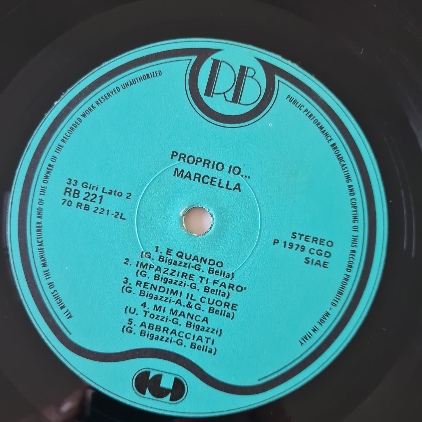 Marcella  – Proprio Io.... - 1979 - Vinyl Record LP (Italian) - Sound Hound Records