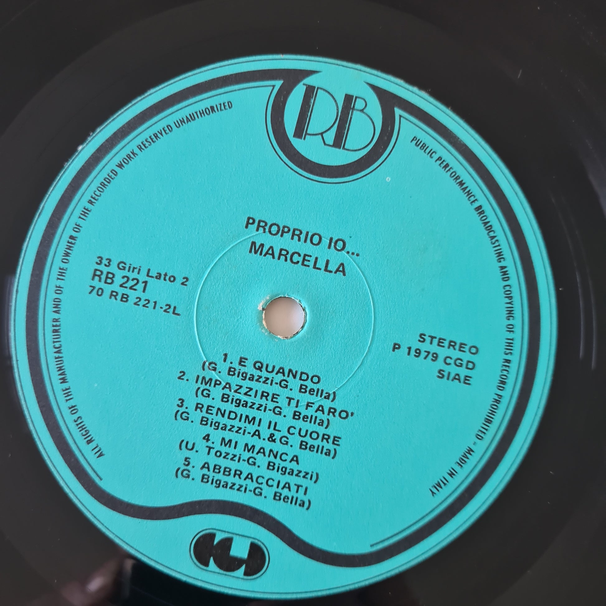 Marcella  – Proprio Io.... - 1979 - Vinyl Record LP (Italian) - Sound Hound Records