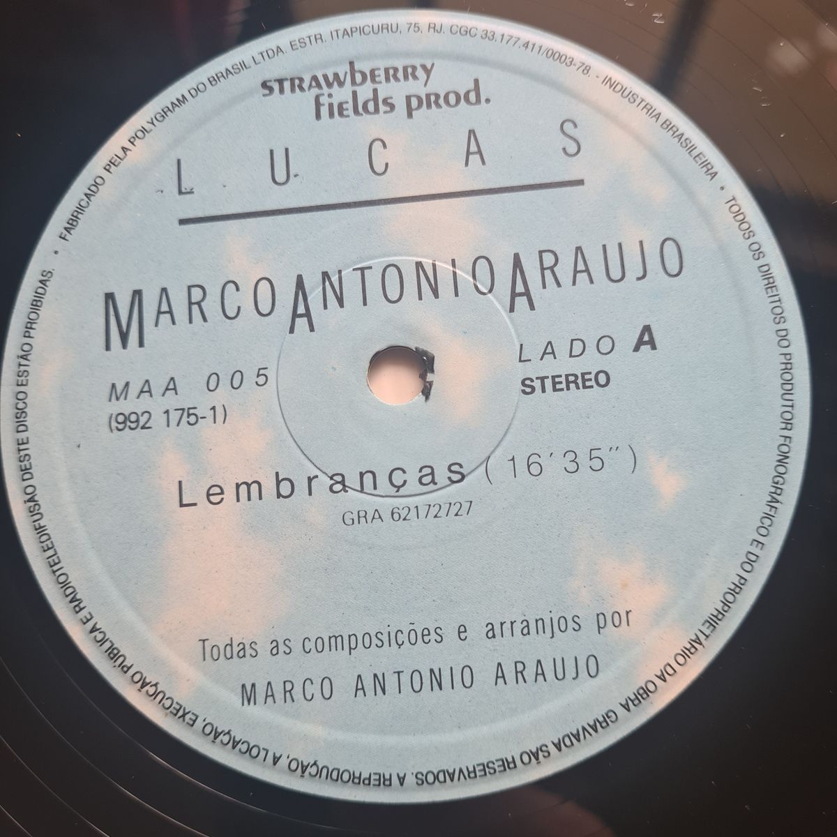 Marco Antonio Araujo – Lucas - 1984 - Vinyl Record LP 🇧🇷