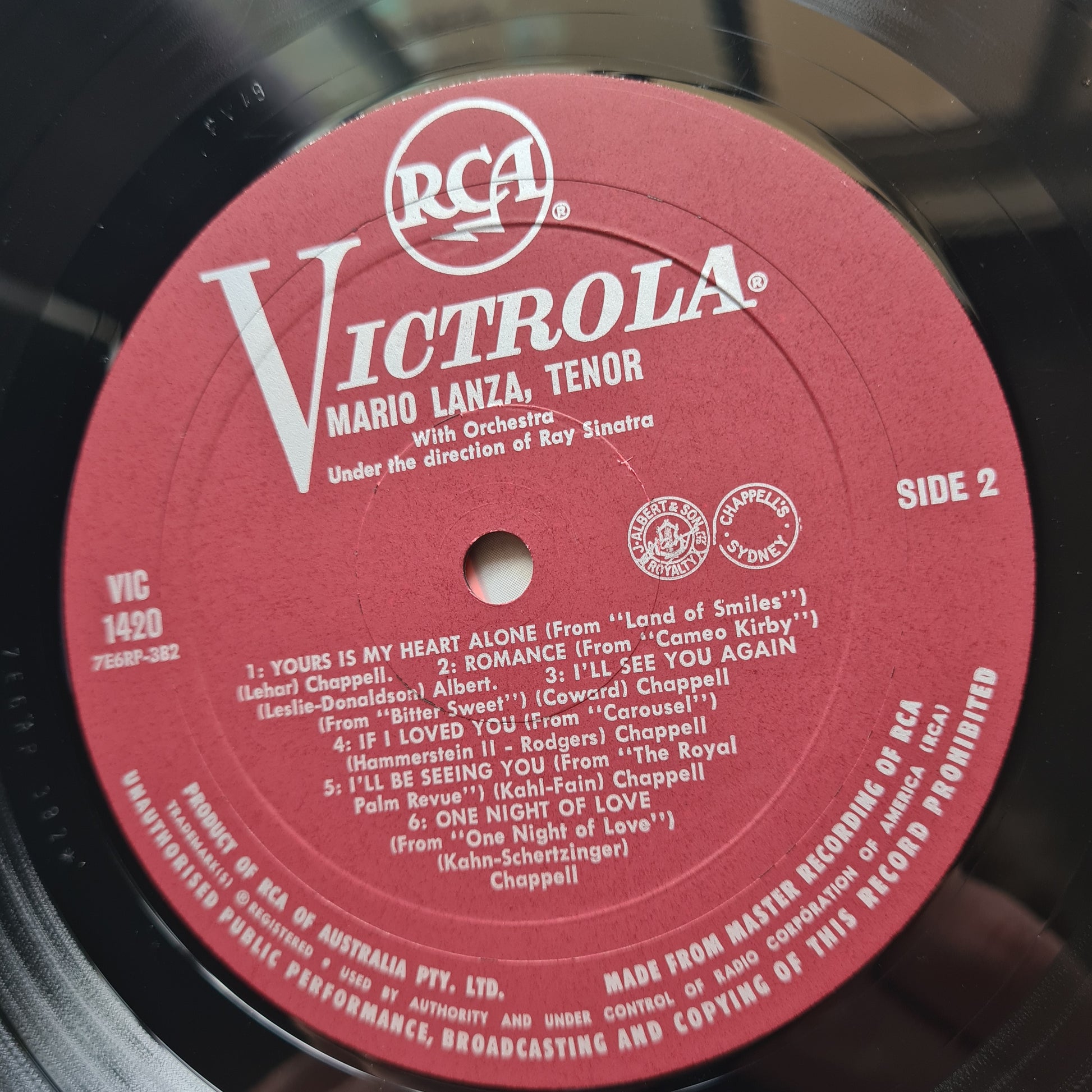 Mario Lanza – Sings The Hit Songs From The Student Prince And Other Great Musical Comedies - 1954 - Vinyl Record LP - Sound Hound Records