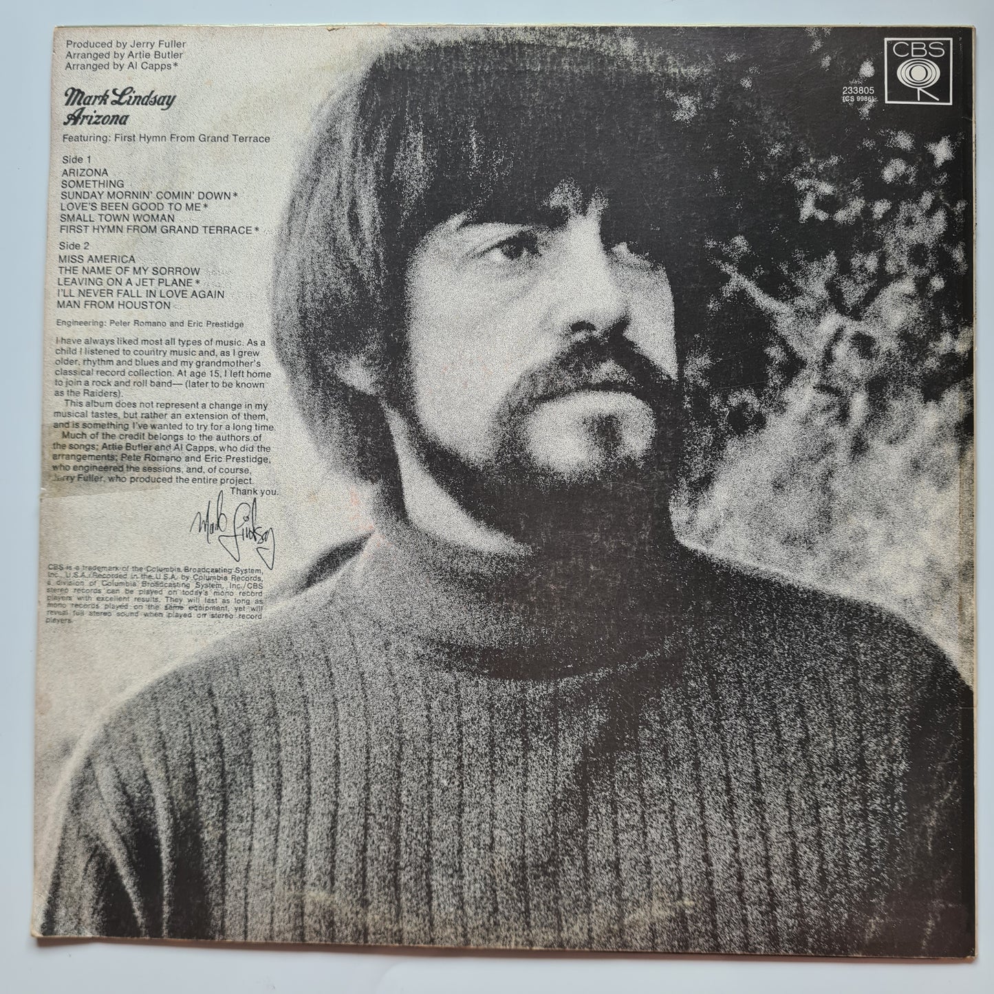 Mark Lindsay – Arizona - 1969 - Vinyl Record LP - Sound Hound Records