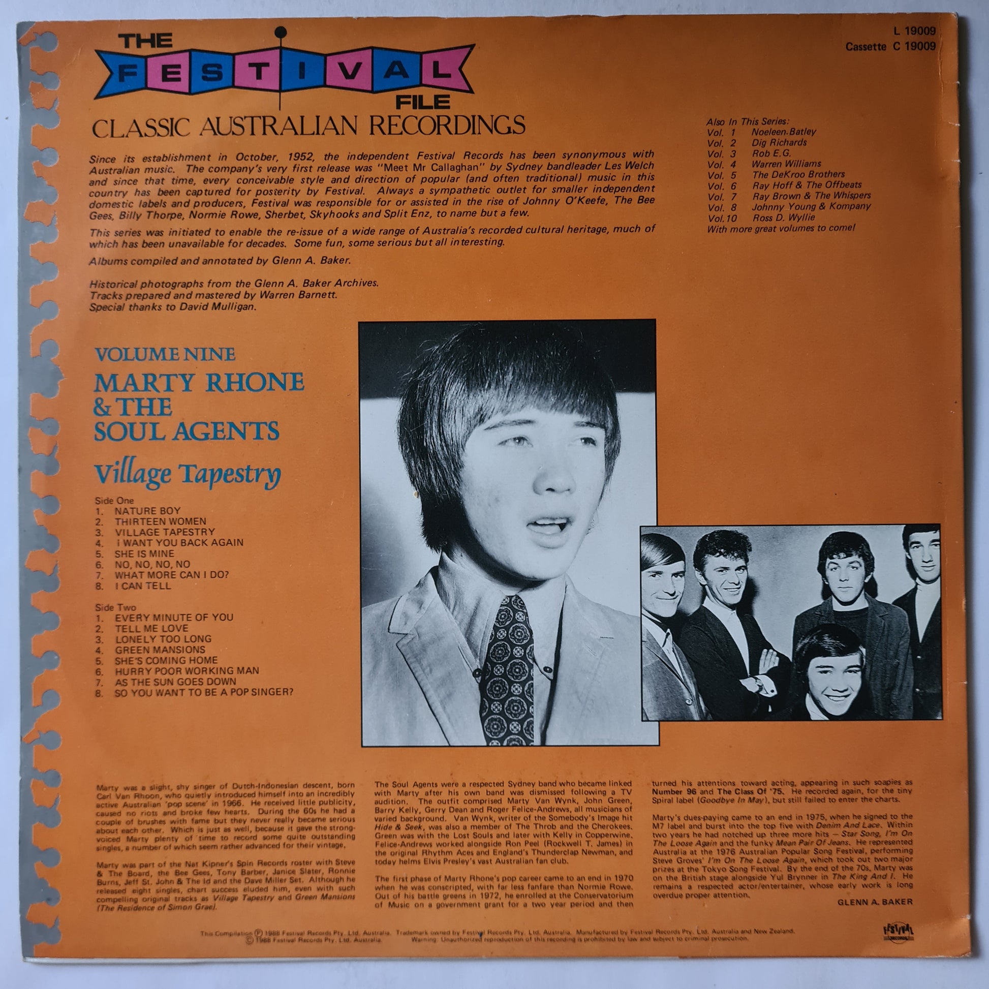 Marty Rhone & The Soul Agents‎ – Festival File: Vol 9: Village Tapestry - 1988 - Vinyl Record LP - Sound Hound Records