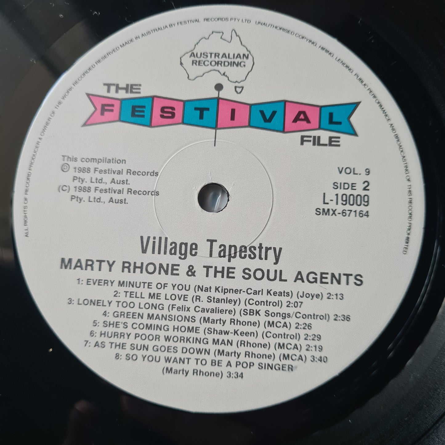 Marty Rhone & The Soul Agents‎ – Festival File: Vol 9: Village Tapestry - 1988 - Vinyl Record LP - Sound Hound Records