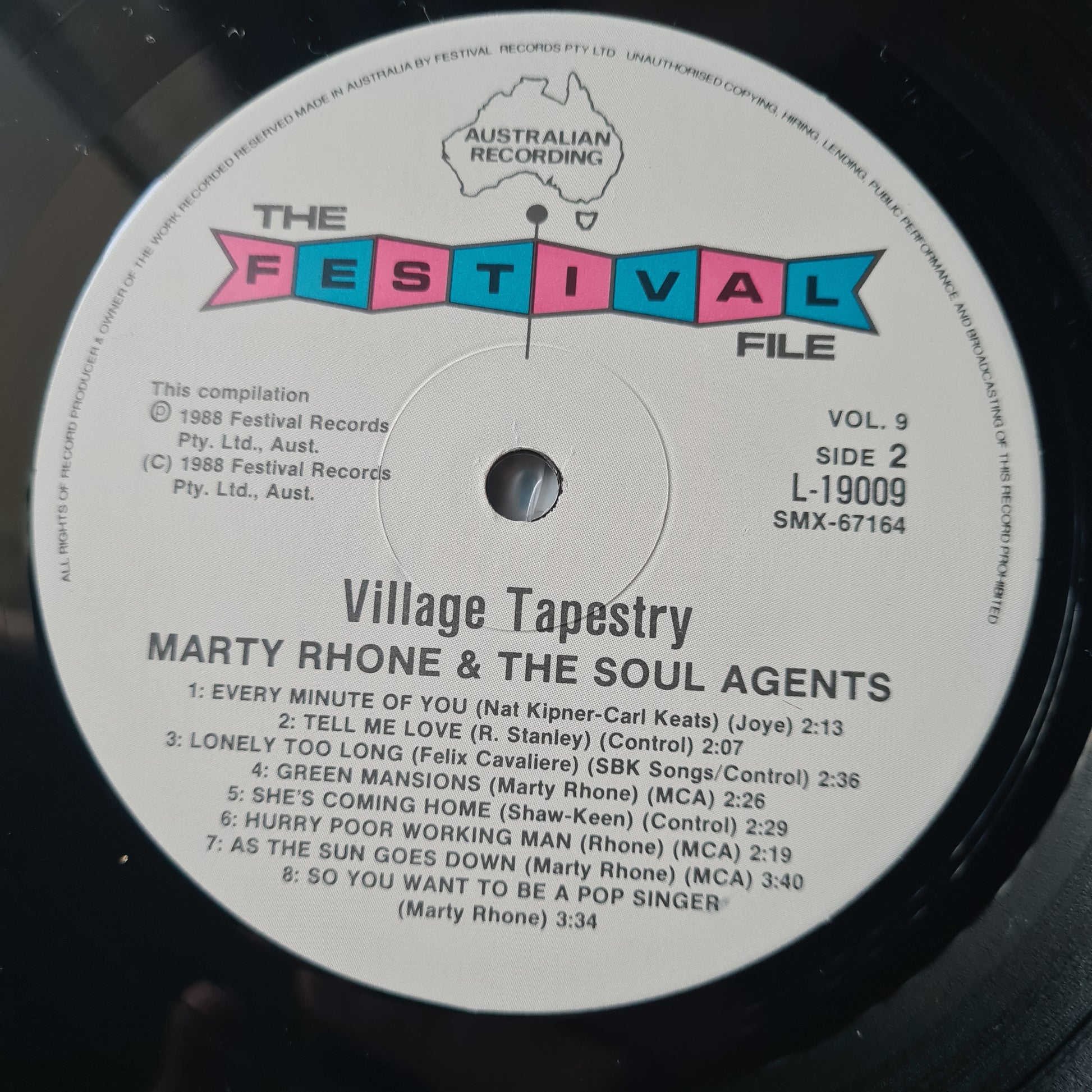 Marty Rhone & The Soul Agents‎ – Festival File: Vol 9: Village Tapestry - 1988 - Vinyl Record LP - Sound Hound Records