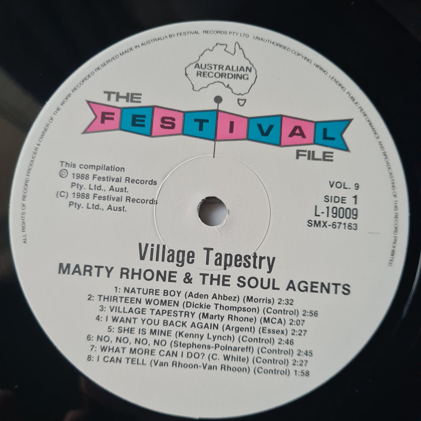Marty Rhone & The Soul Agents‎ – Festival File: Vol 9: Village Tapestry - 1988 - Vinyl Record LP - Sound Hound Records