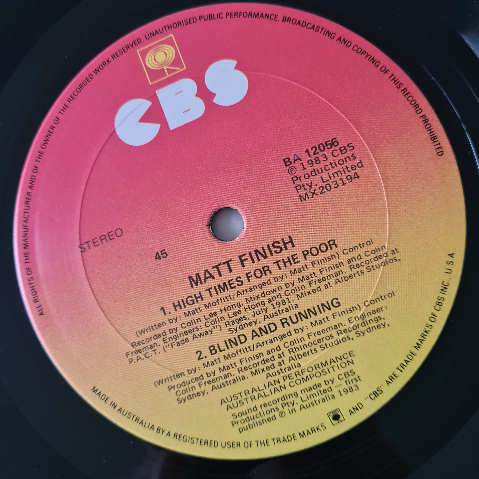 Matt Finish – Matt Finish - 1983 - Vinyl Record EP - Sound Hound Records