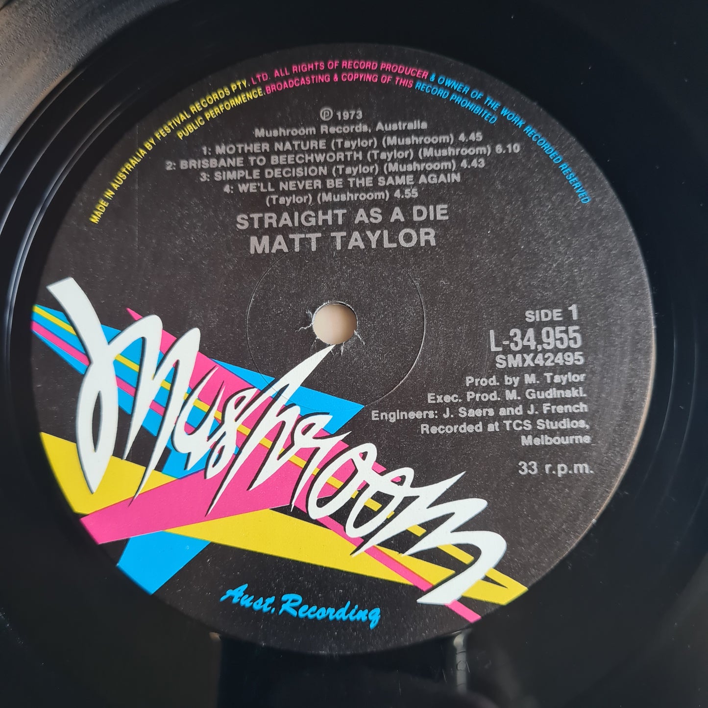 Matt Taylor – Straight As A Die - 1973 (80's reissue) - Vinyl Record LP (near mint) - Sound Hound Records
