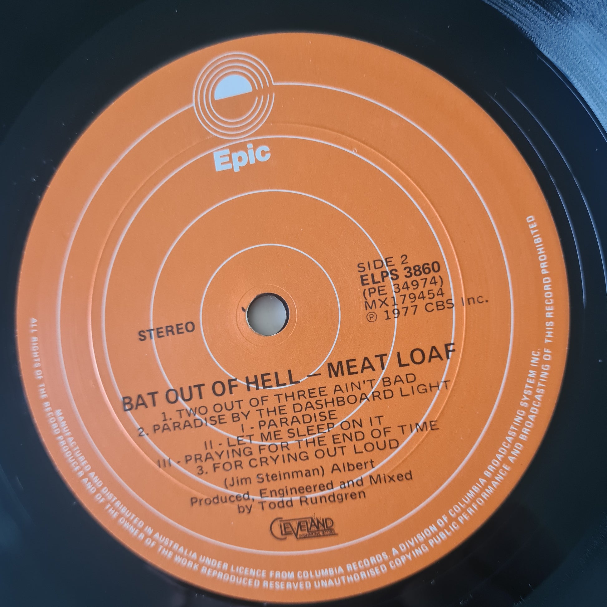 Meat Loaf – Bat Out Of Hell - 1977 (Australian Pressing) - Vinyl Record LP - Sound Hound Records