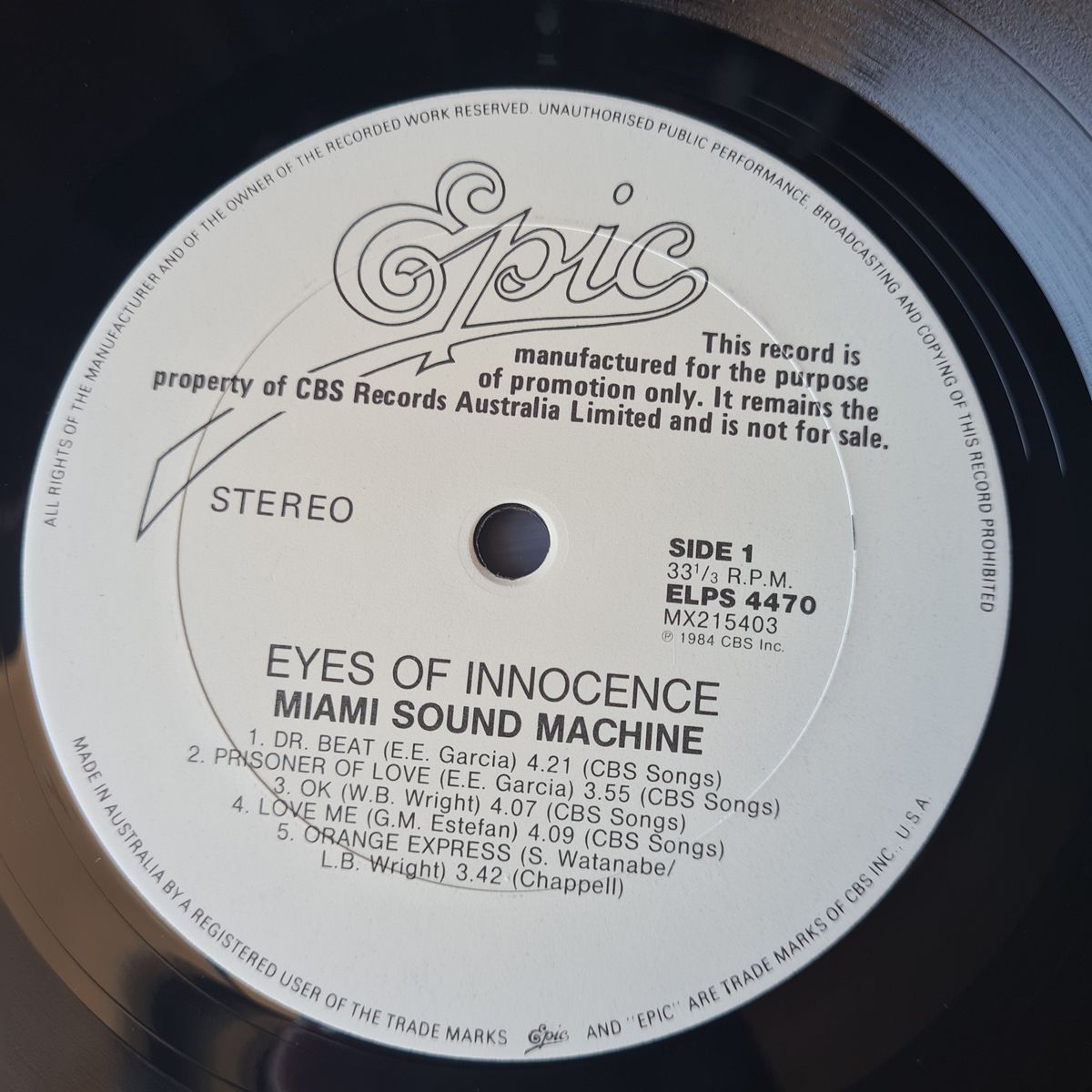Miami Sound Machine – Eyes Of Innocence - 1984 - Vinyl Record LP