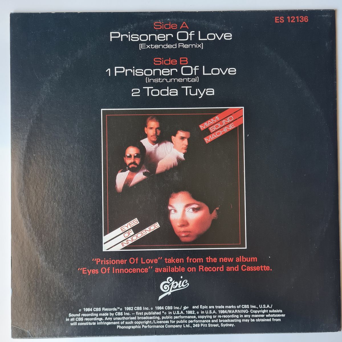 Miami Sound Machine – Prisoner Of Love (Extended Remix) - 1984 - Vinyl Record 12" Maxi Single
