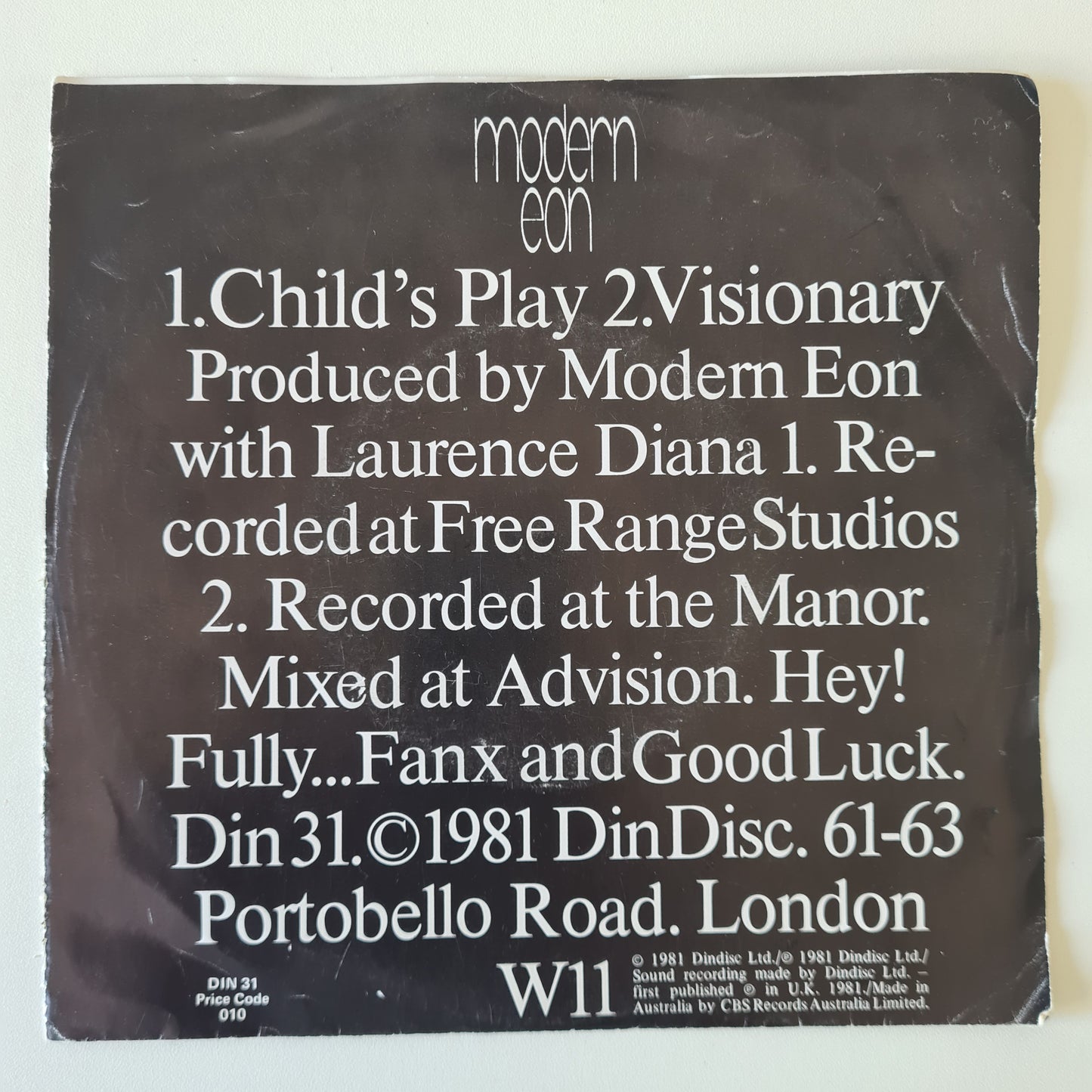 Modern Eon – Child's Play - 1983 - Vinyl Record 7" Single 45 - Sound Hound Records