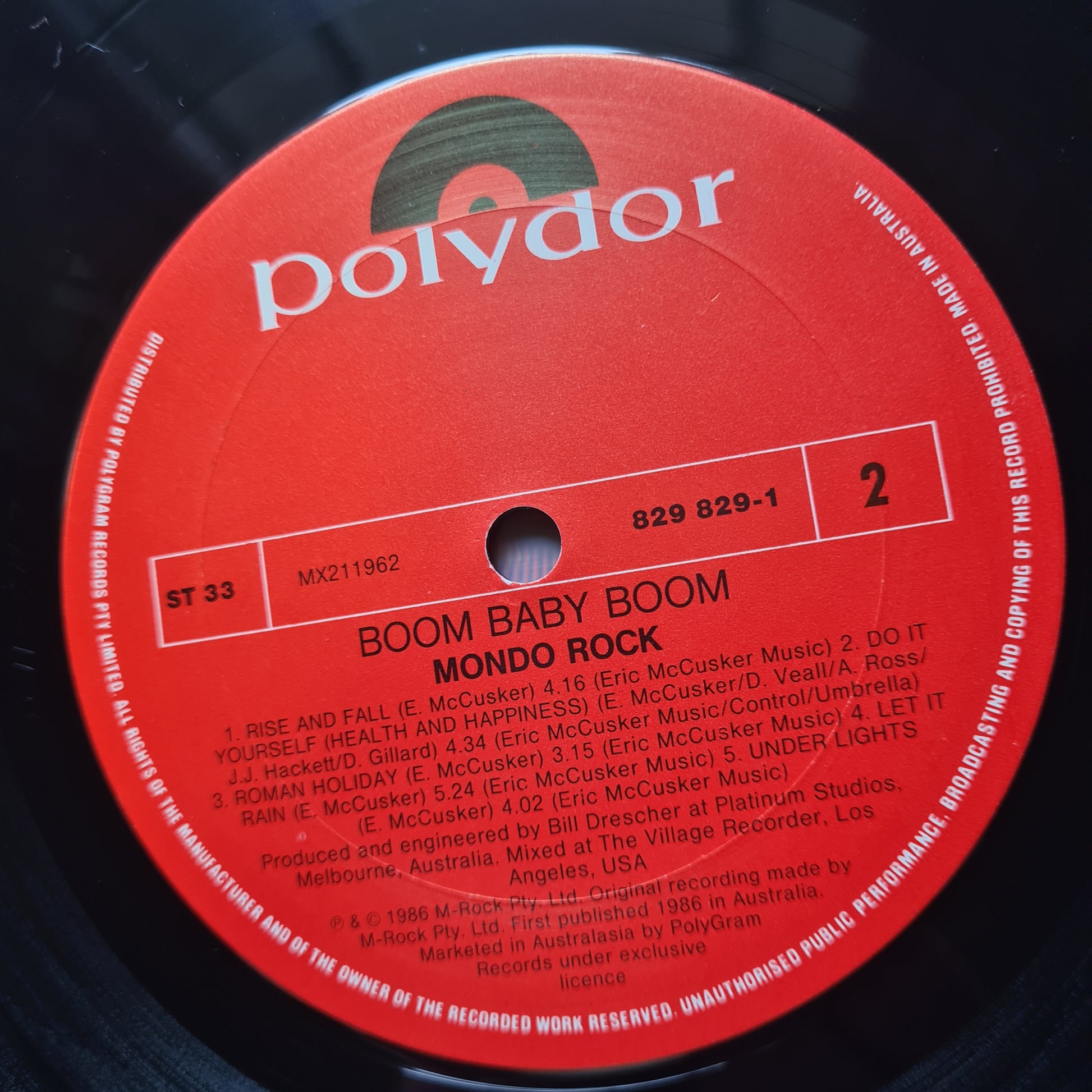 Mondo Rock – Boom Baby Boom - 1986 - Vinyl Record LP (SIGNED BY ROSS WILSON) - Sound Hound Records