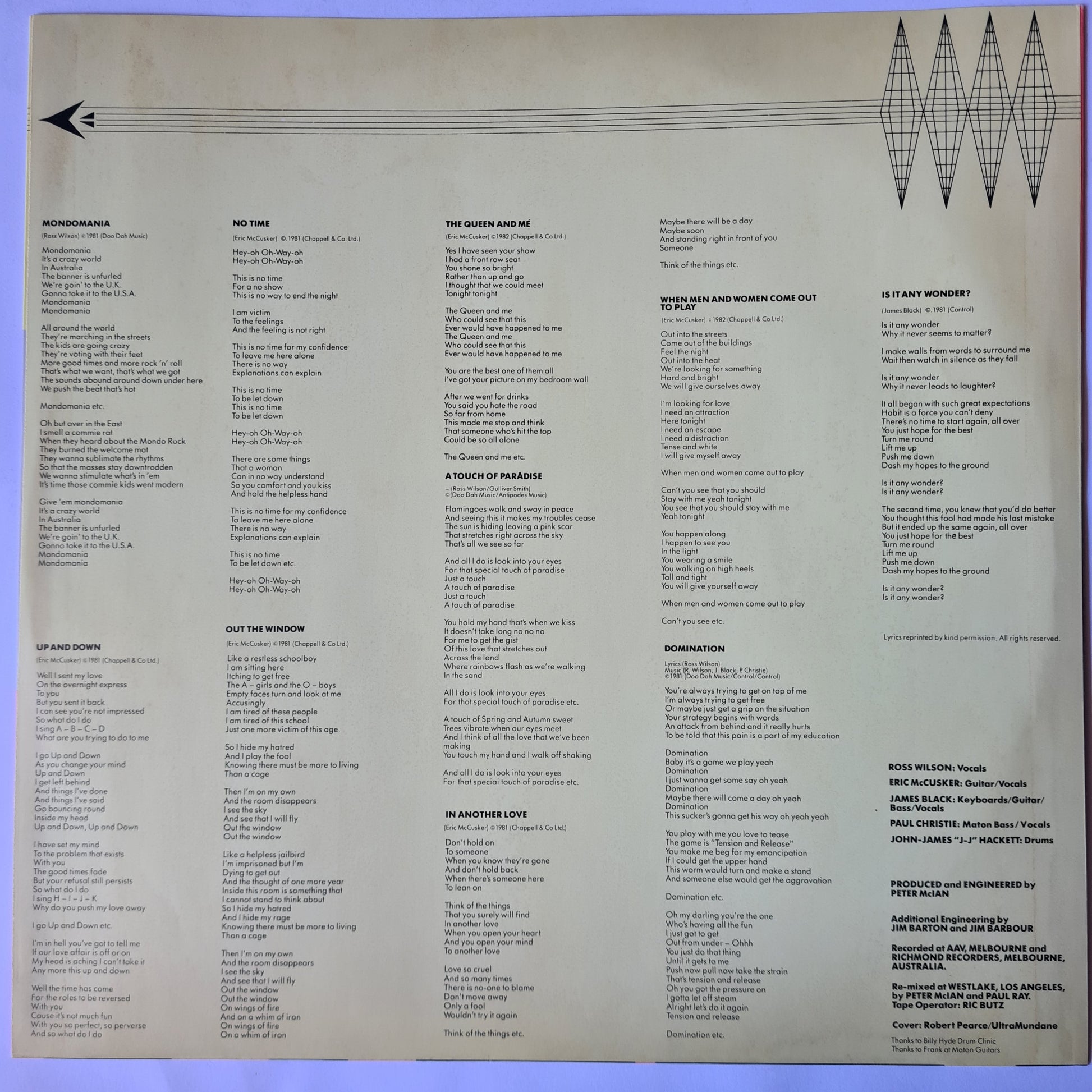 Mondo Rock – Nuovo Mondo - 1982 - Vinyl Record LP - Sound Hound Records
