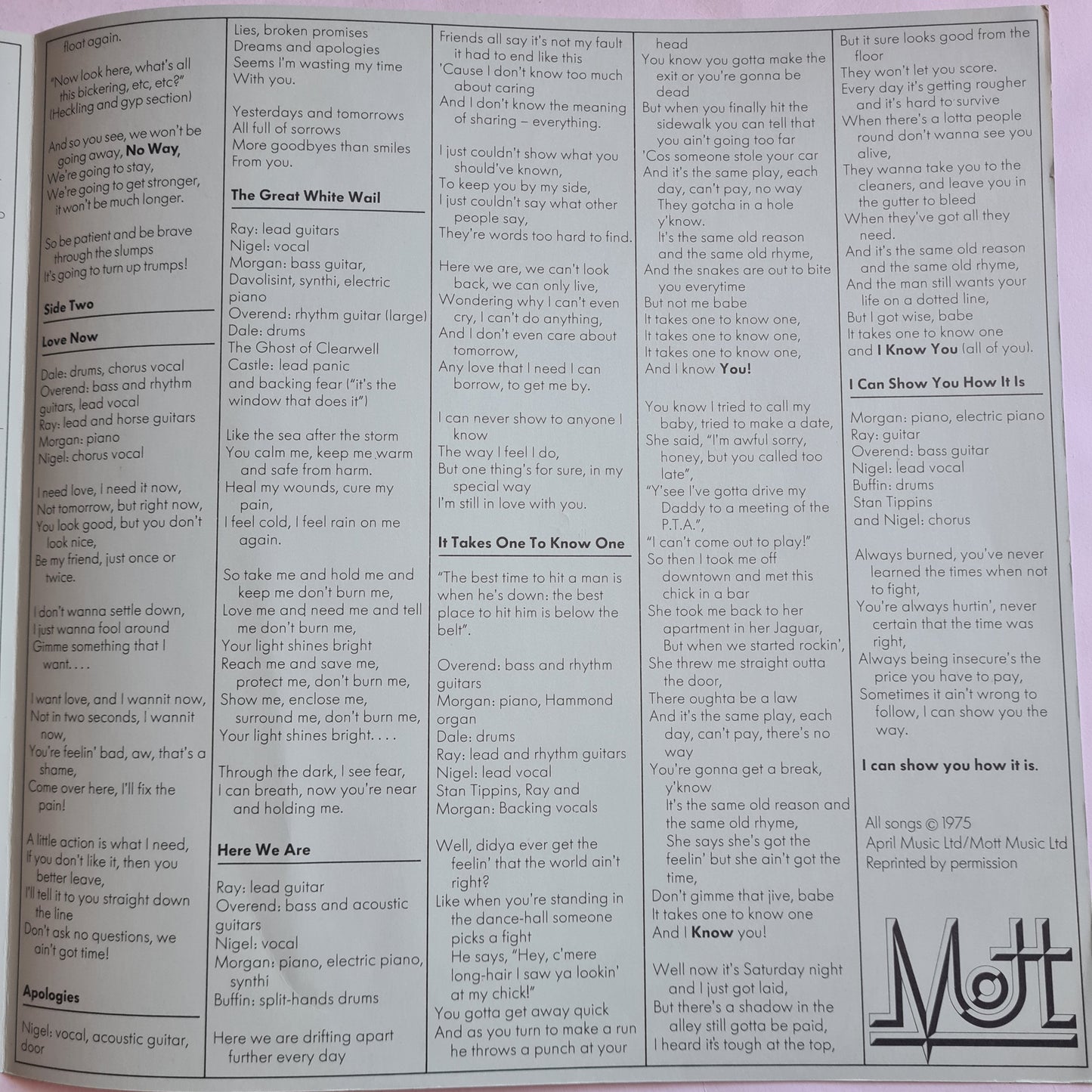 Mott – Drive On - 1975 - Vinyl Record LP - Sound Hound Records