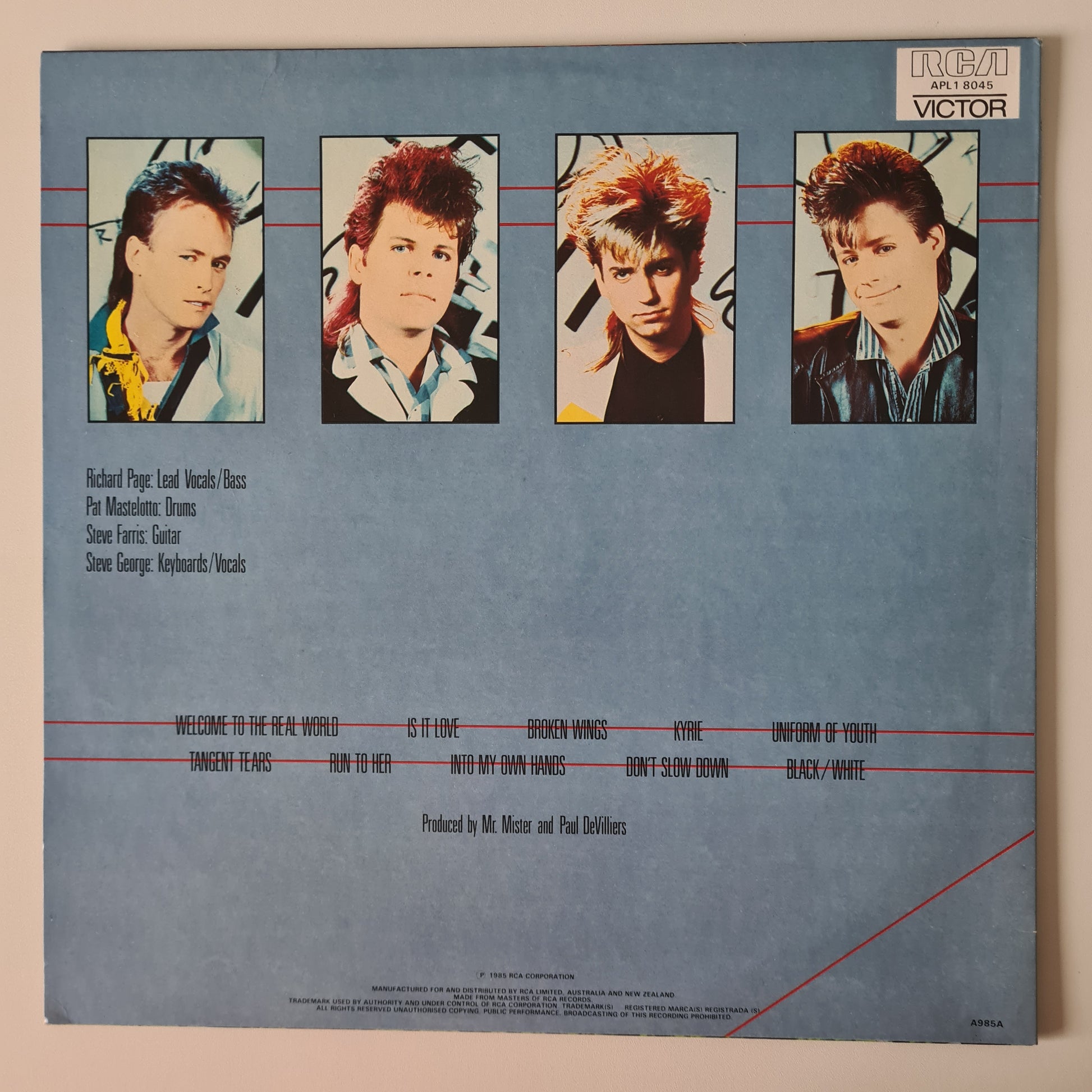 Mr. Mister – Welcome To The Real World - 1985 - Vinyl Record LP - Sound Hound Records