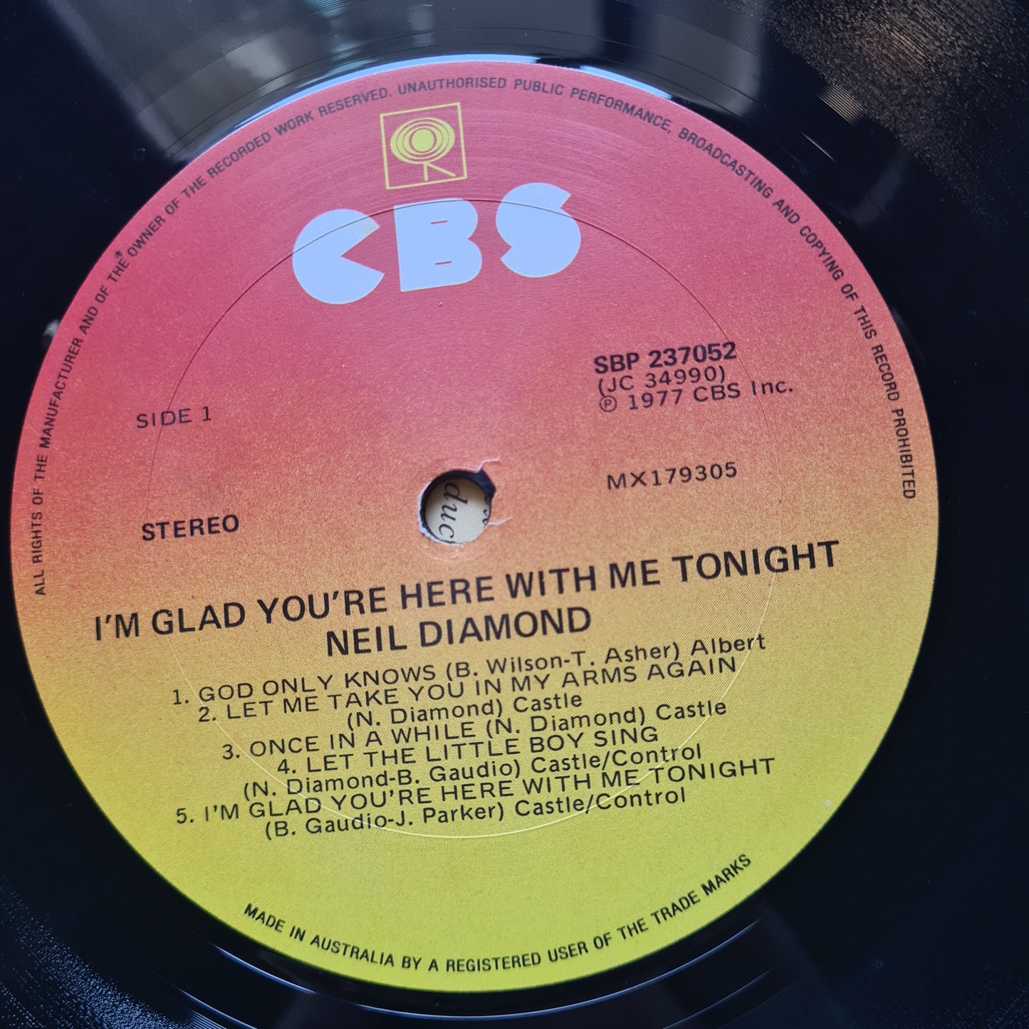 Neil Diamond – I'm Glad You're Here With Me Tonight - 1977 - Vinyl Record LP - Sound Hound Records