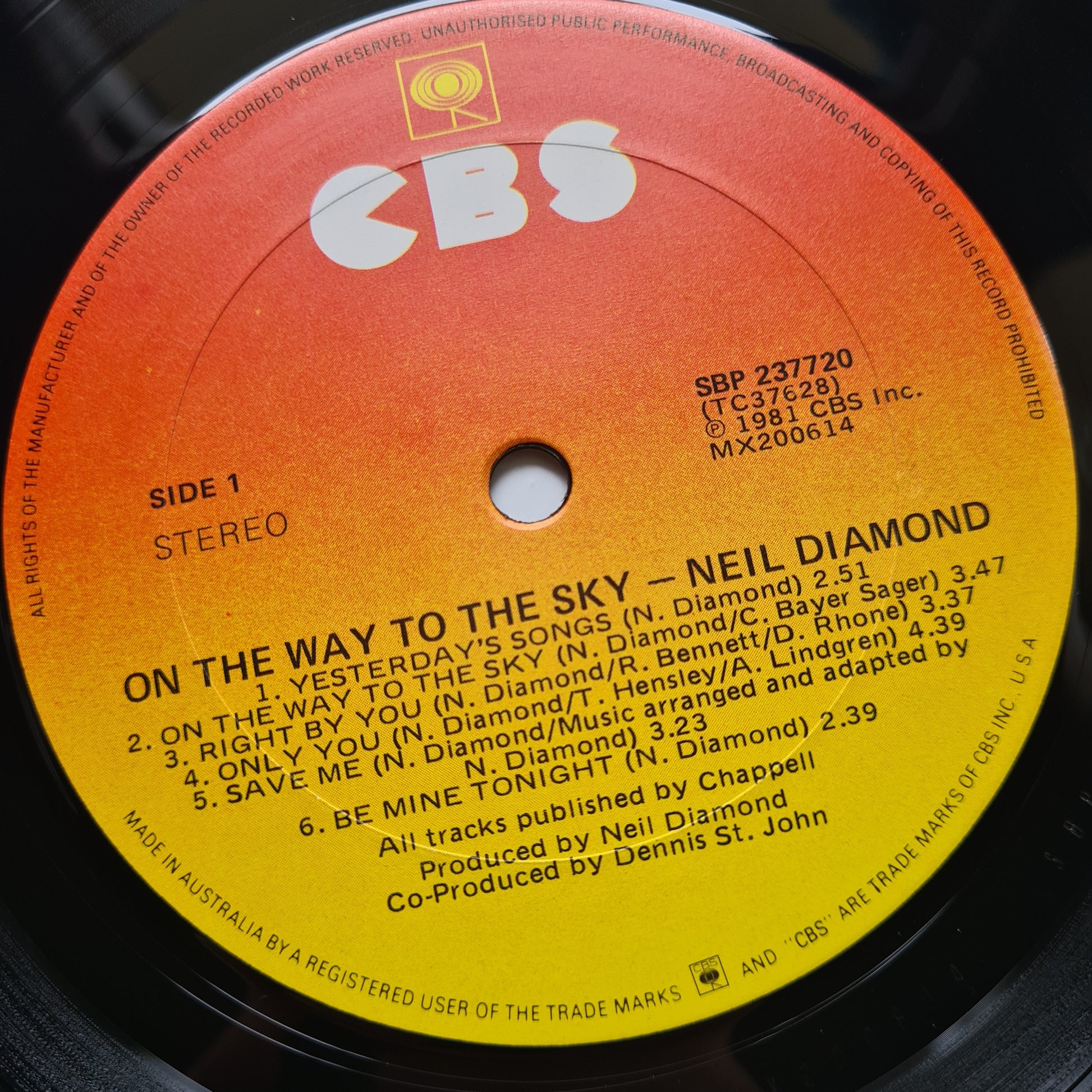 Neil Diamond – On The Way To The Sky - 1981 - Vinyl Record LP - Sound Hound Records