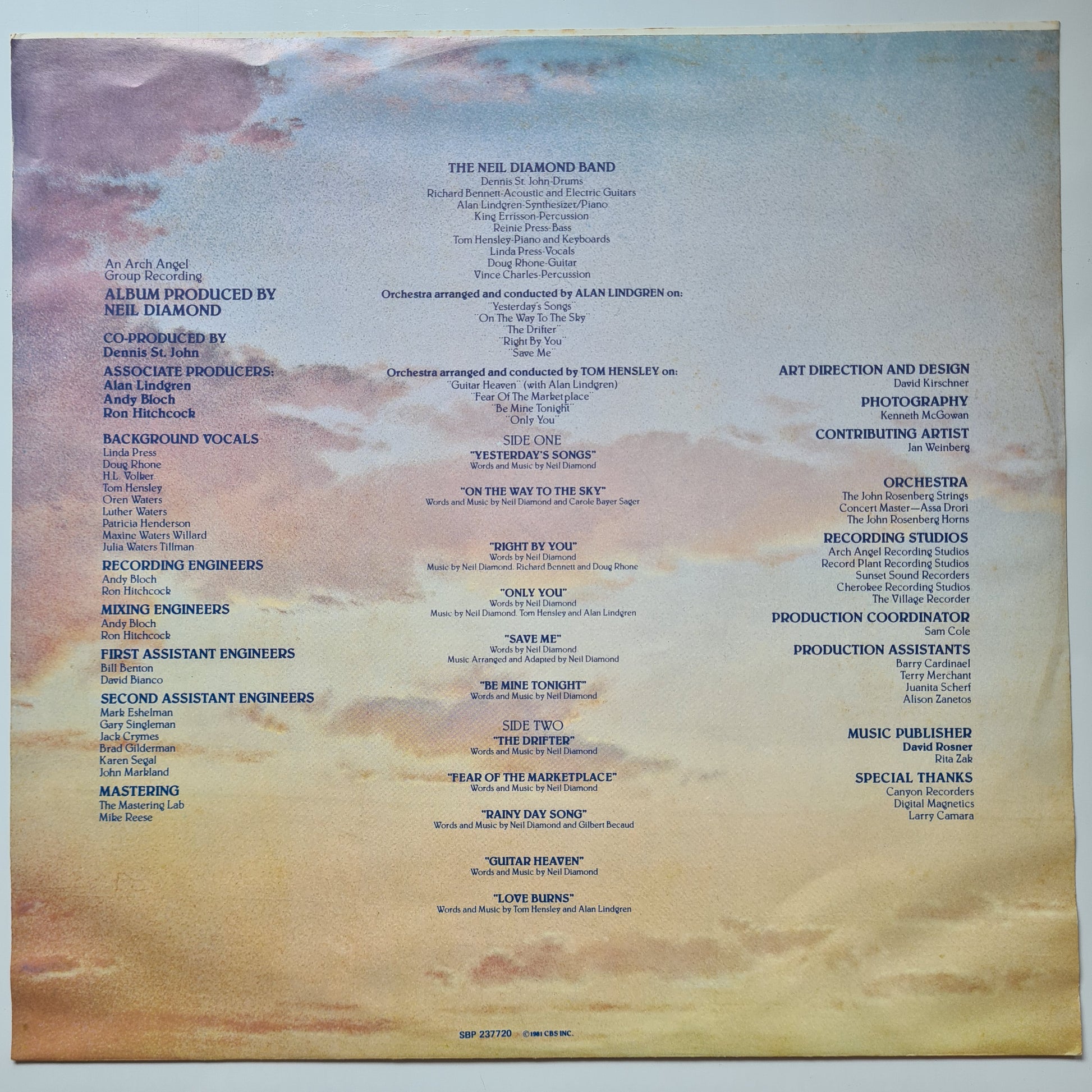 Neil Diamond – On The Way To The Sky - 1981 - Vinyl Record LP - Sound Hound Records