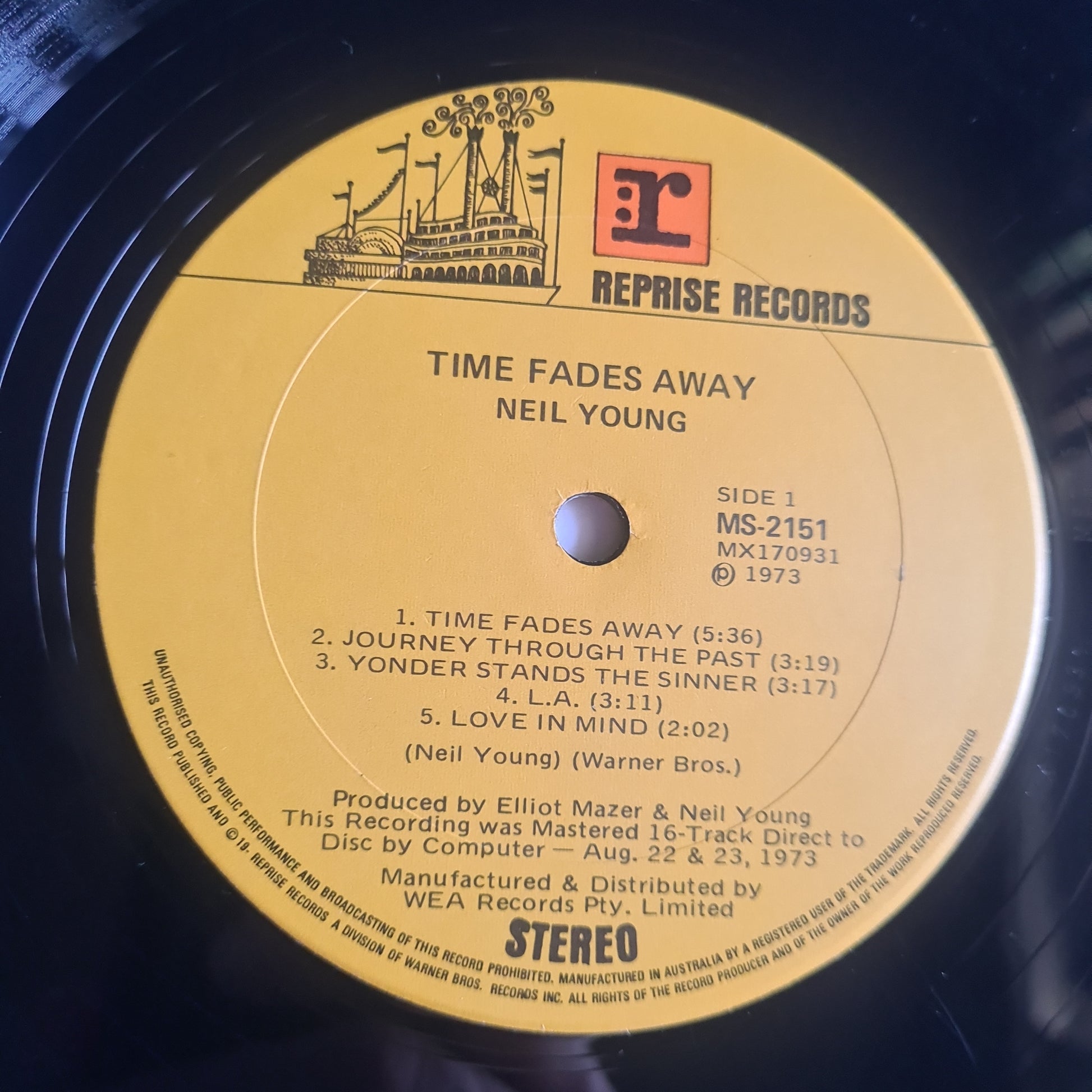 Neil Young – Time Fades Away - 1973 - Vinyl Record LP - Sound Hound Records