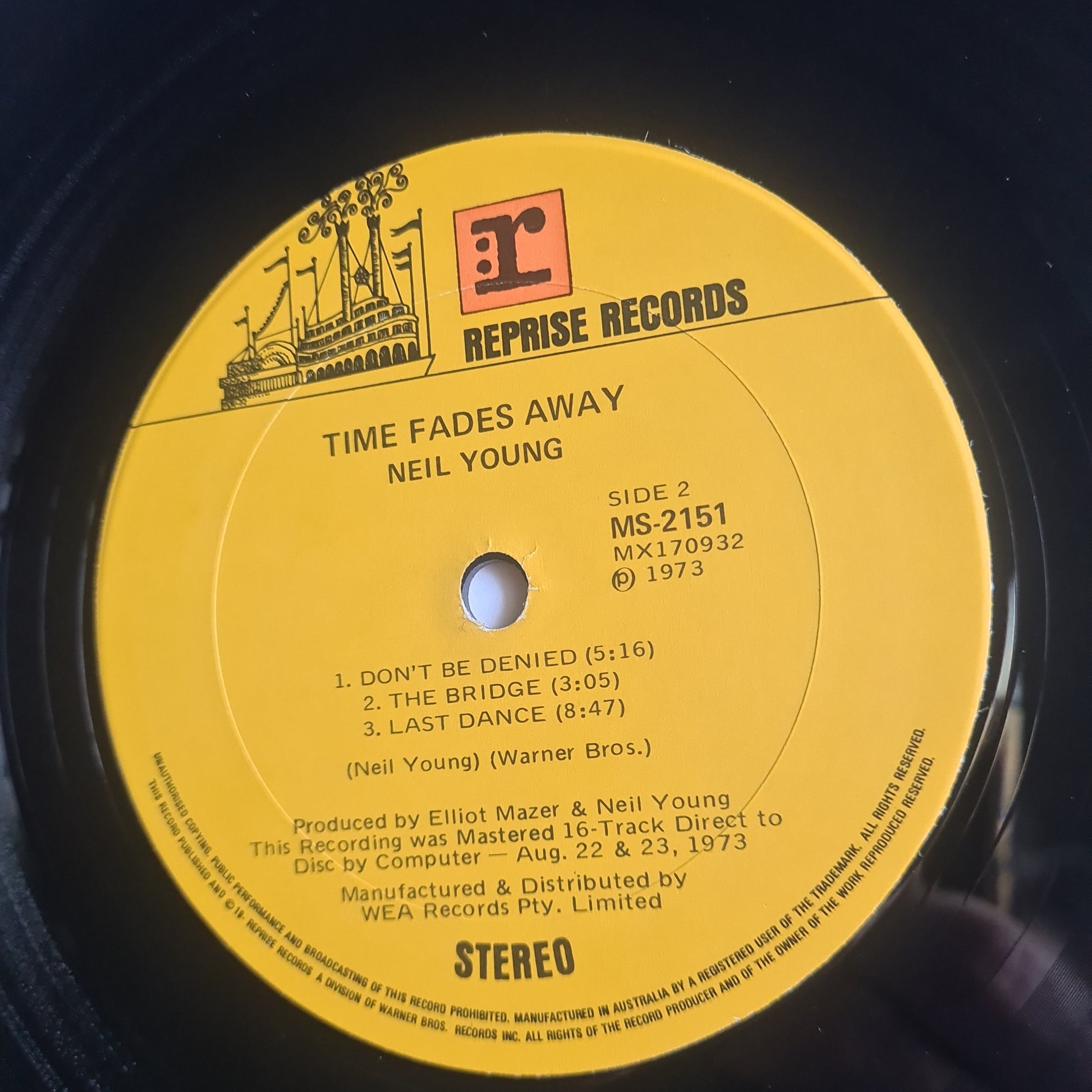 Neil Young – Time Fades Away - 1973 - Vinyl Record LP - Sound Hound Records