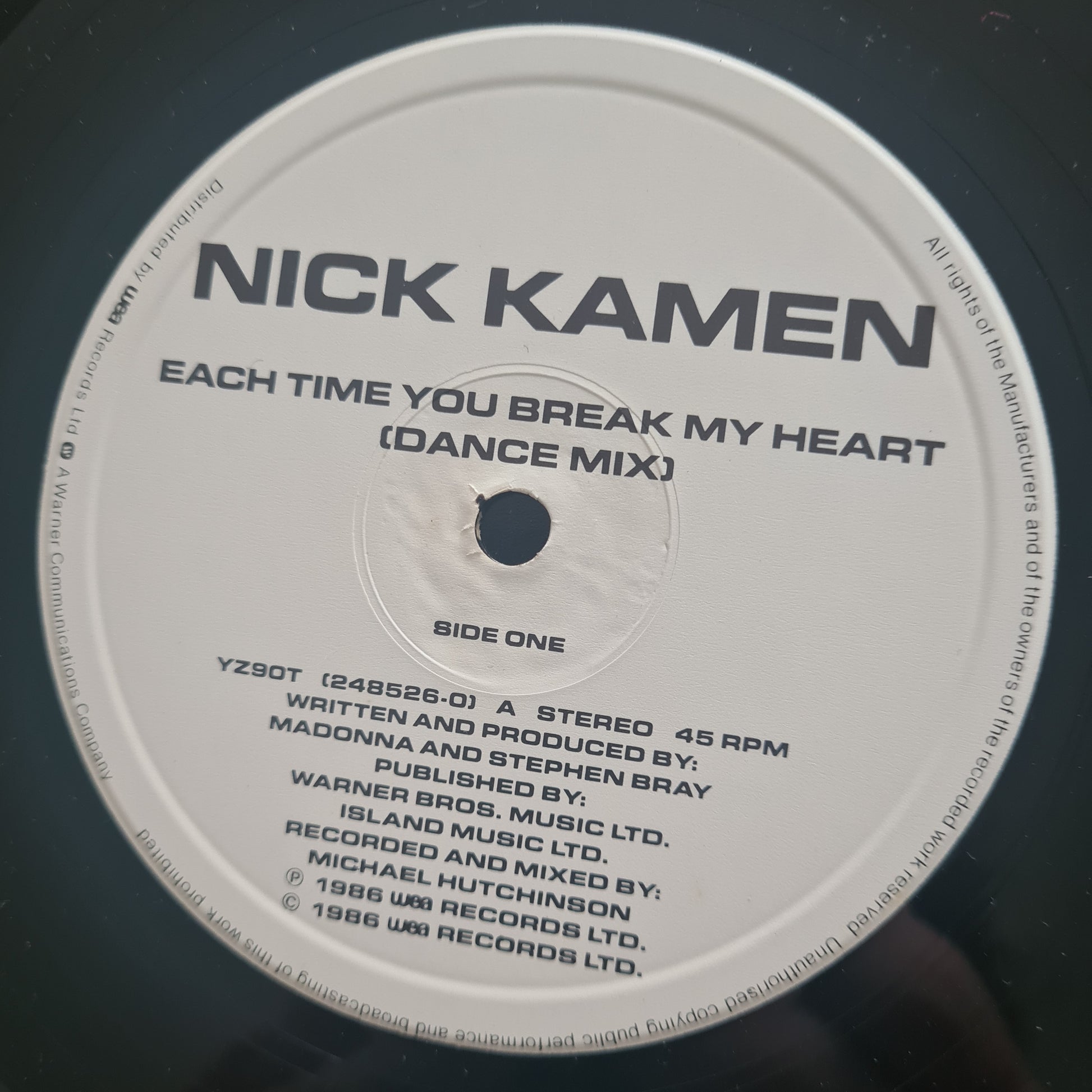 Nick Kamen – Each Time You Break My Heart (Dance Mix) - 1986 - Vinyl Record 12" Maxi Single - Sound Hound Records