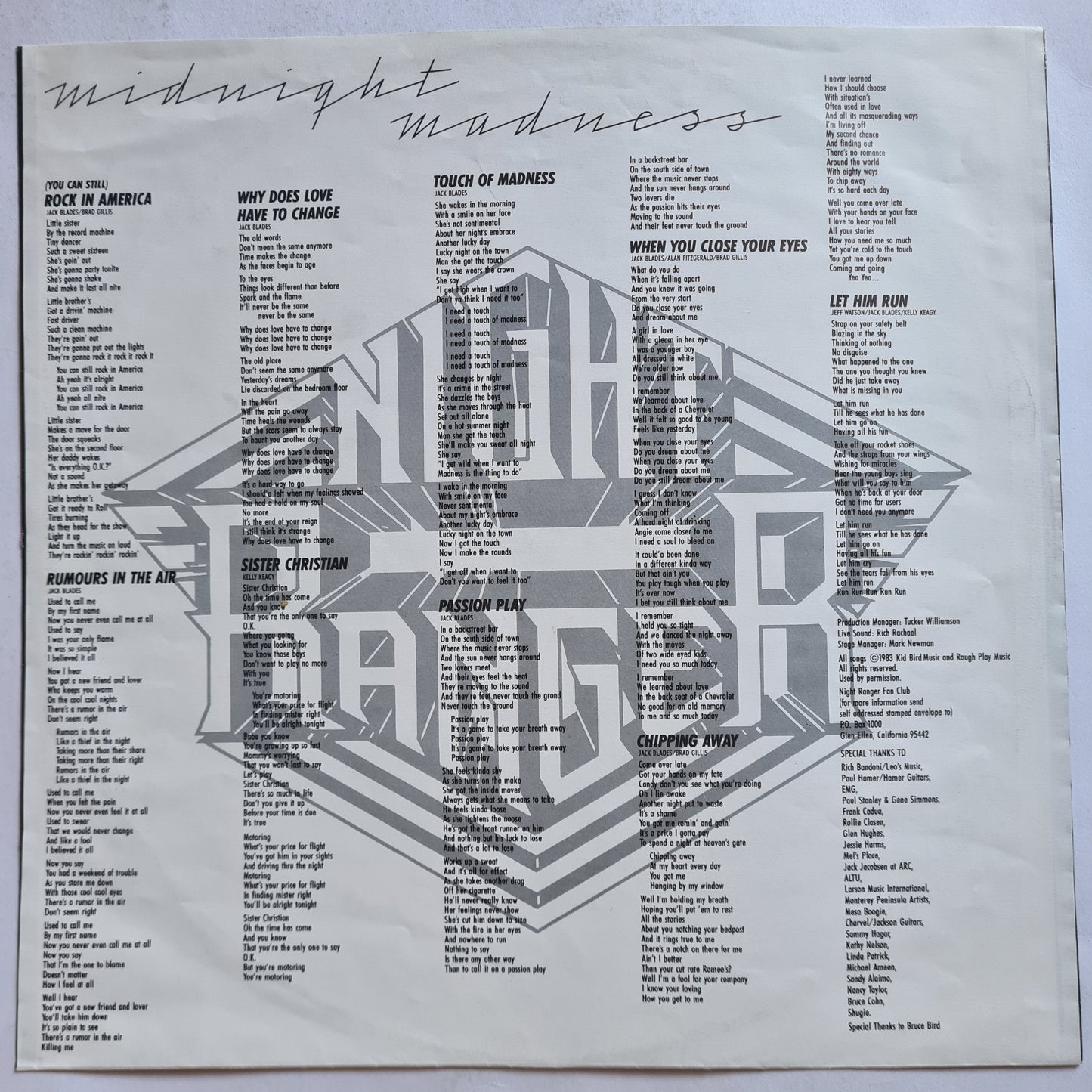 Night Ranger – Midnight Madness - 1983 (German Pressing) - Vinyl Record LP - Sound Hound Records