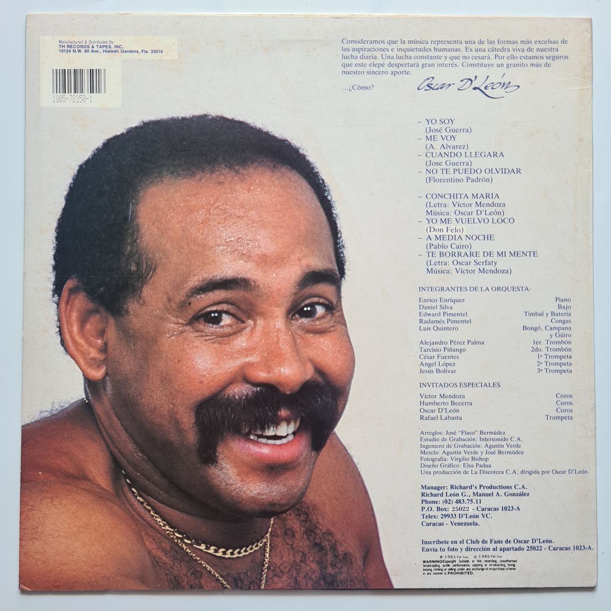 Oscar D' León – Yo Soy - 1985 - Vinyl Record LP