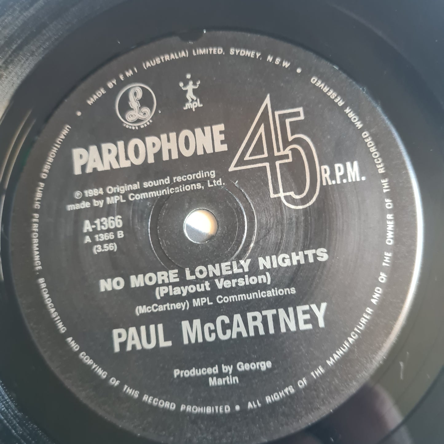 Paul McCartney – No More Lonely Nights - 1984 - Vinyl Record 7" Single - 45 RPM - Sound Hound Records