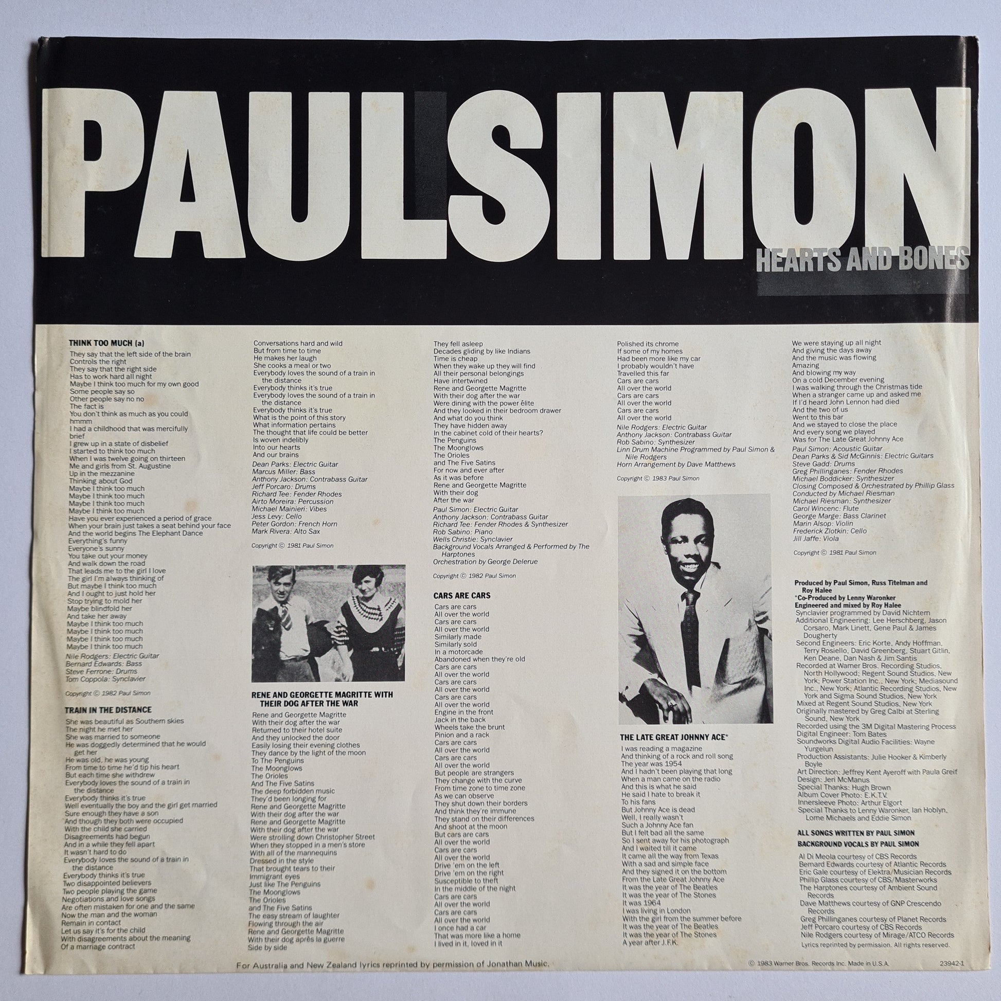 Paul Simon – Hearts & Bones - 1983 - Vinyl Record LP - Sound Hound Records