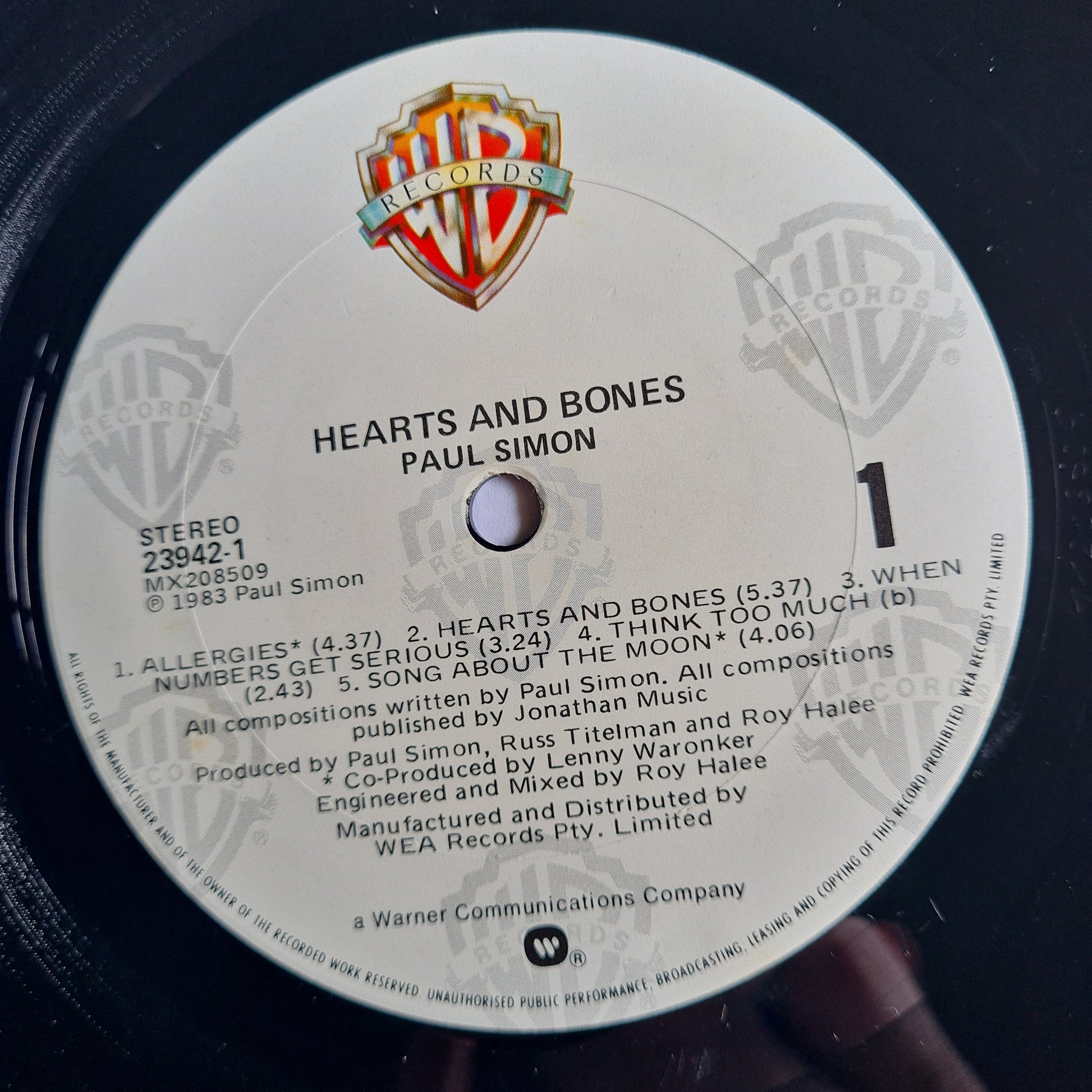 Paul Simon – Hearts & Bones - 1983 - Vinyl Record LP - Sound Hound Records