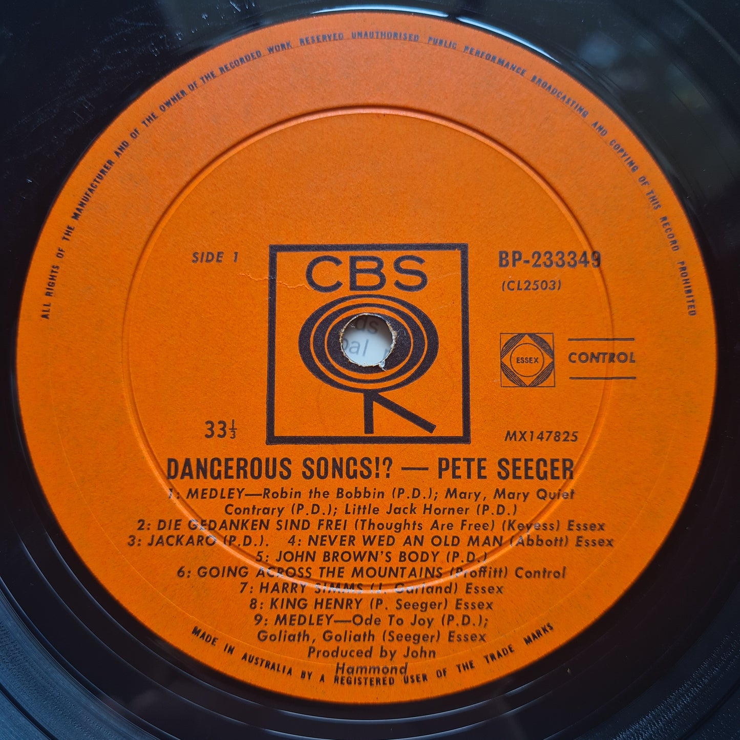 Pete Seeger – Dangerous Songs!? - 1966 (Australian repress) - Vinyl Record LP - Sound Hound Records