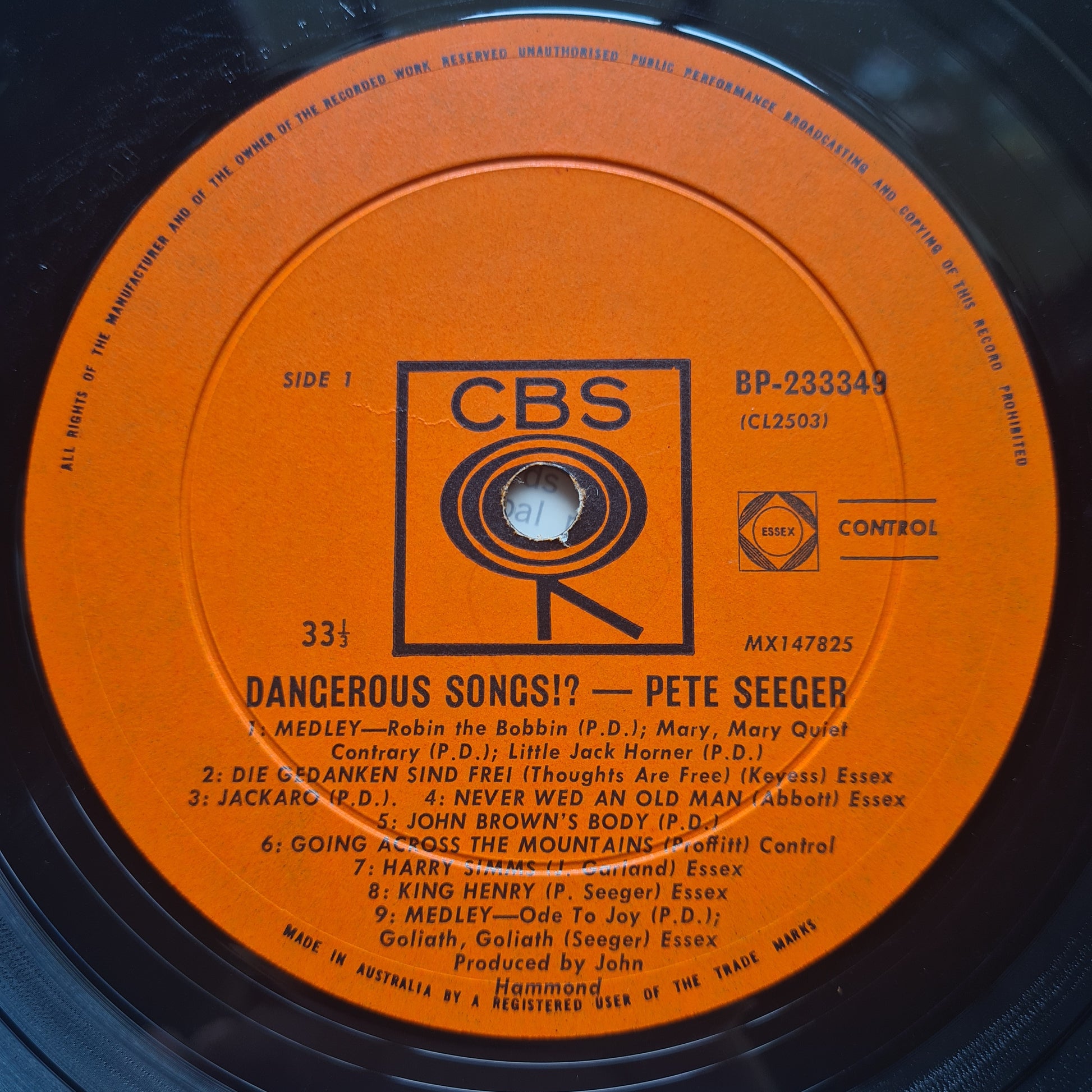 Pete Seeger – Dangerous Songs!? - 1966 (Australian repress) - Vinyl Record LP - Sound Hound Records