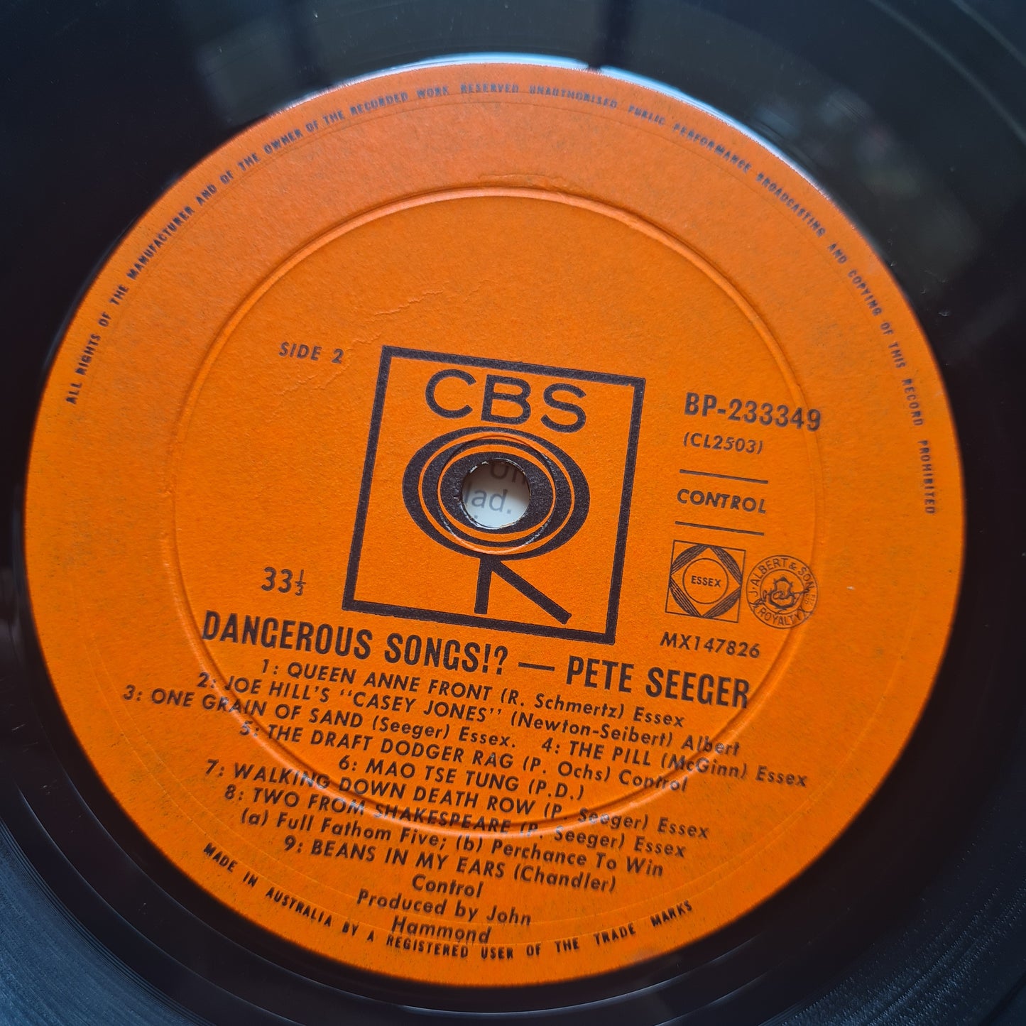 Pete Seeger – Dangerous Songs!? - 1966 (Australian repress) - Vinyl Record LP - Sound Hound Records