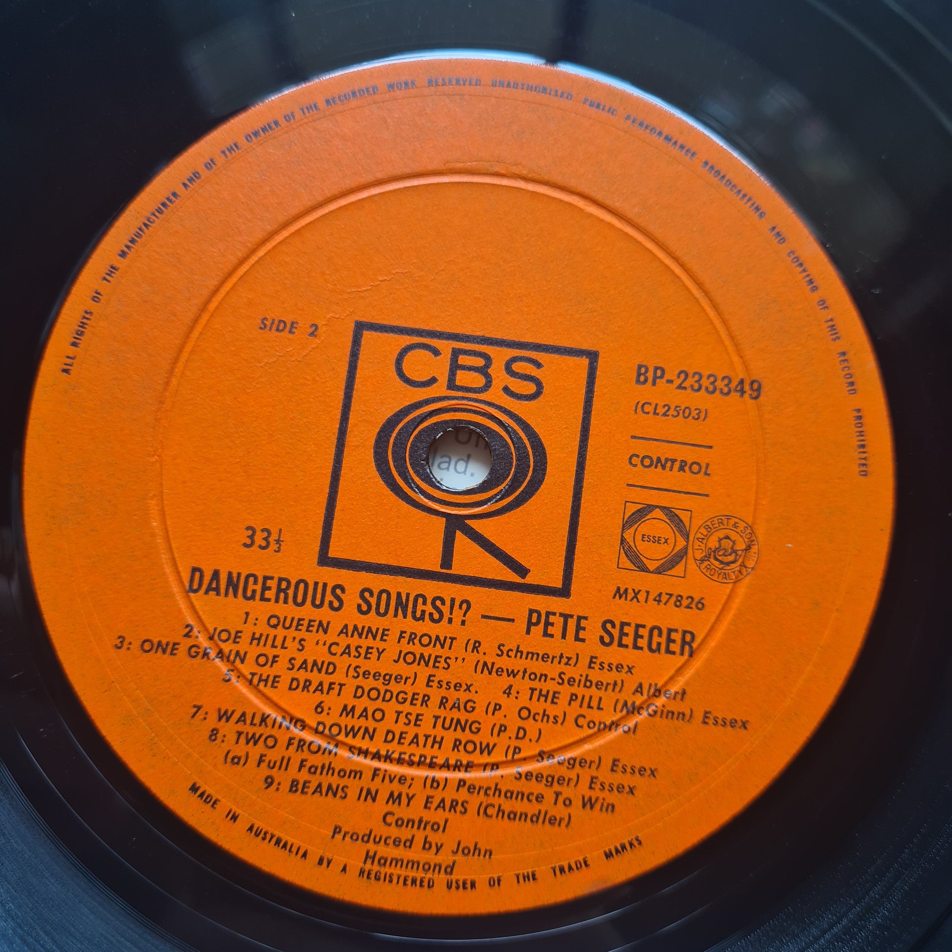 Pete Seeger – Dangerous Songs!? - 1966 (Australian repress) - Vinyl Record LP - Sound Hound Records