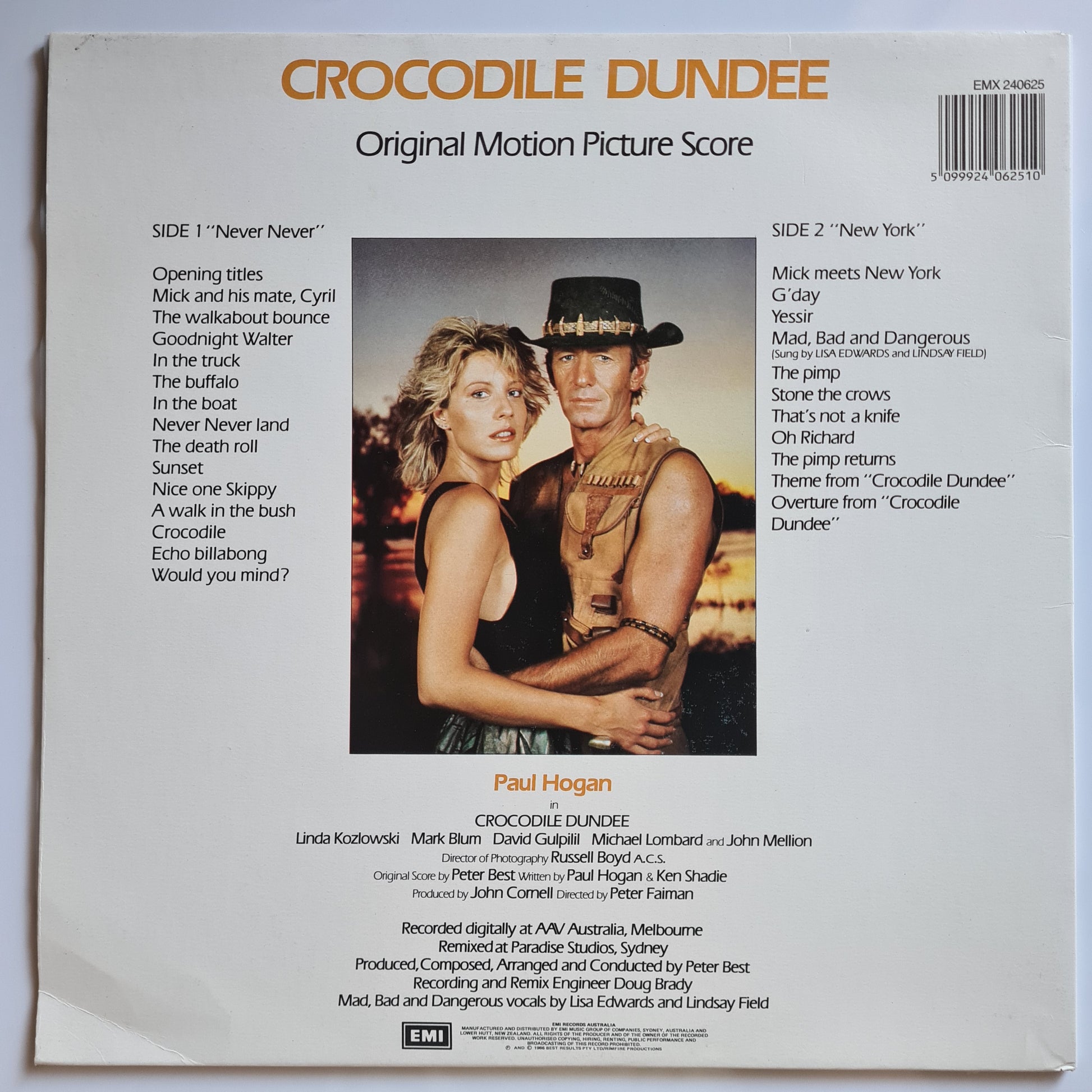 Peter Best – Crocodile Dundee Original Motion Picture Score - 1986 - Vinyl Record LP - Sound Hound Records
