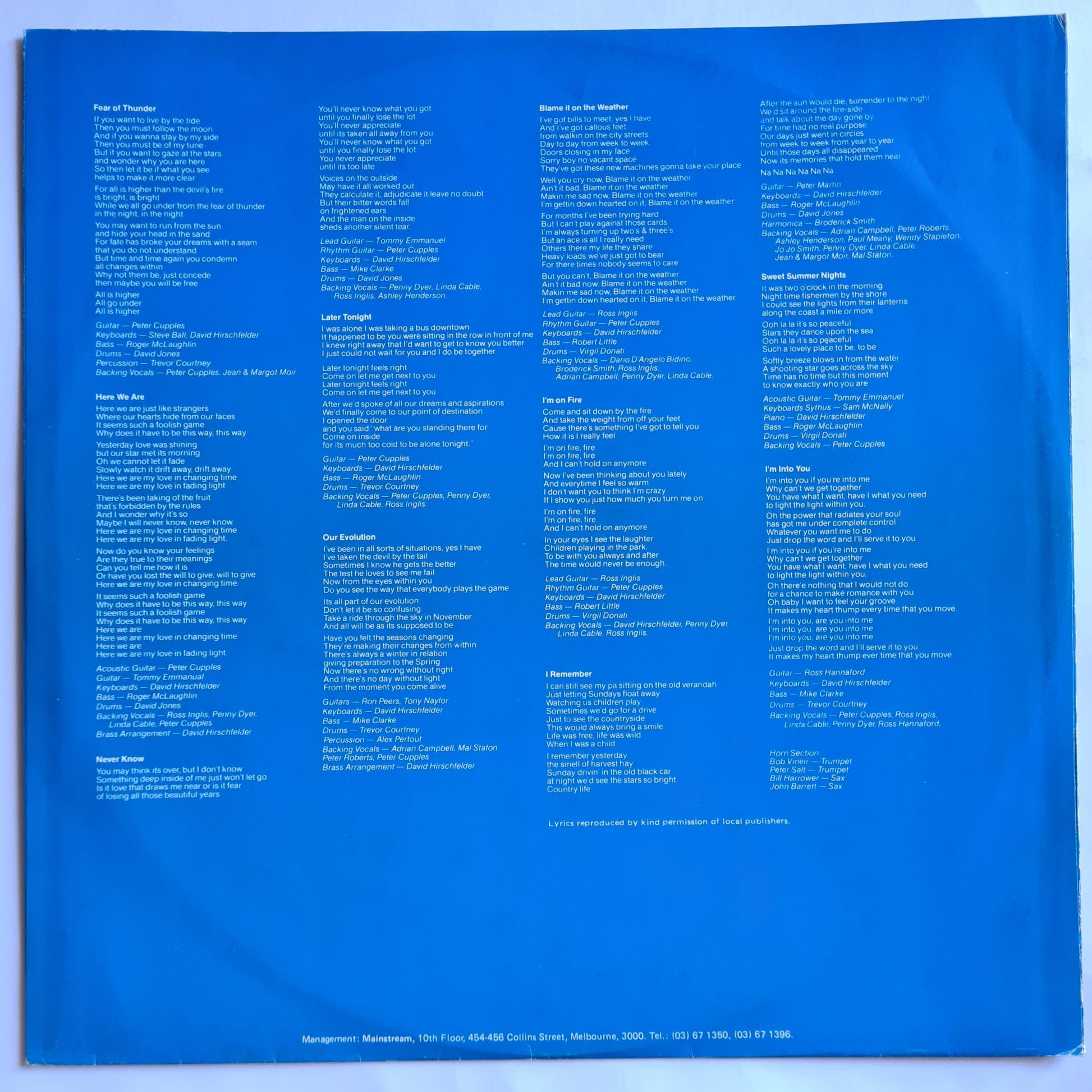 Peter Cupples (Stylus) – Fear Of Thunder - 1981 - *SIGNED BY BAND* Vinyl Record LP - Sound Hound Records