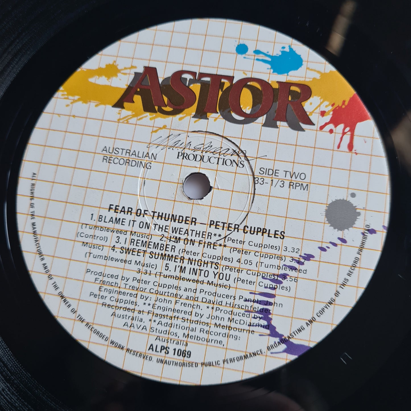 Peter Cupples (Stylus) – Fear Of Thunder - 1981 - *SIGNED BY BAND* Vinyl Record LP - Sound Hound Records