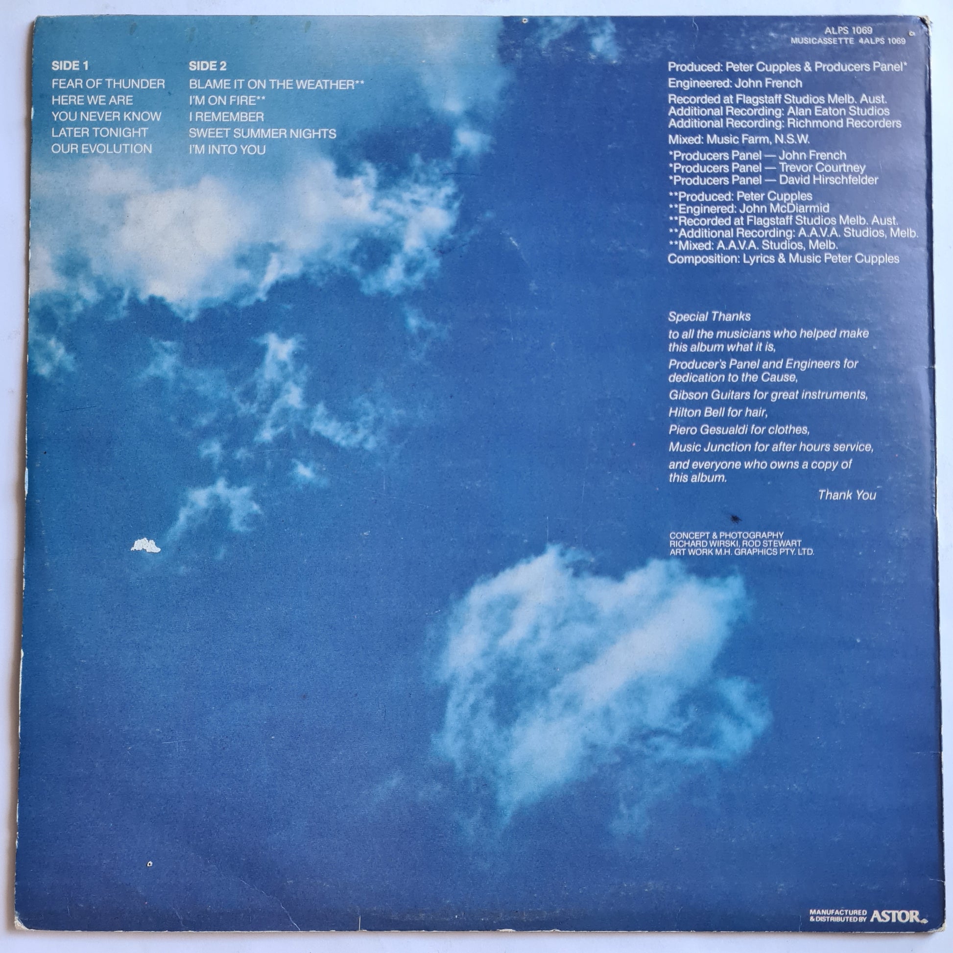 Peter Cupples (Stylus) – Fear Of Thunder - 1981 - *SIGNED BY BAND* Vinyl Record LP - Sound Hound Records