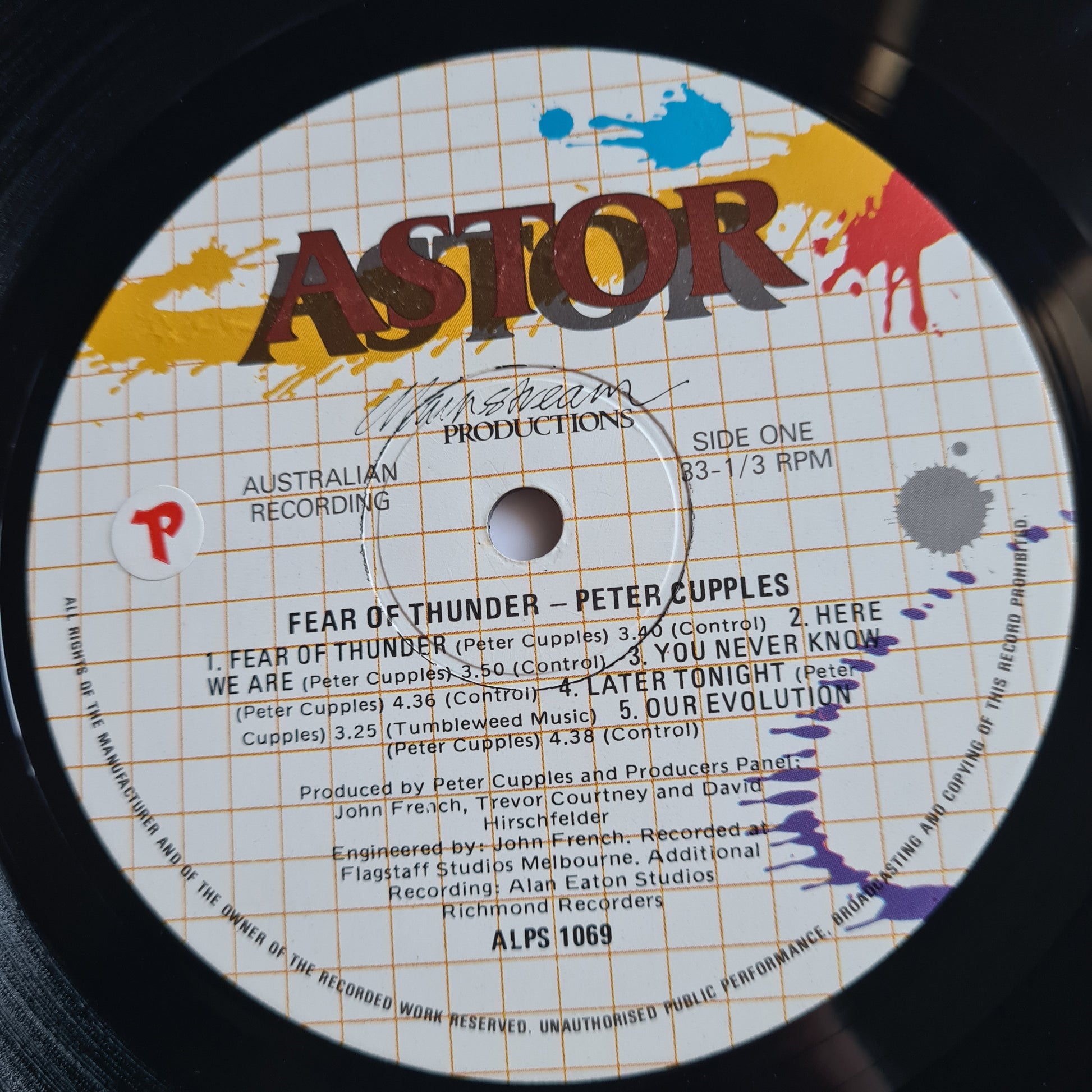 Peter Cupples (Stylus) – Fear Of Thunder - 1981 - *SIGNED BY BAND* Vinyl Record LP - Sound Hound Records