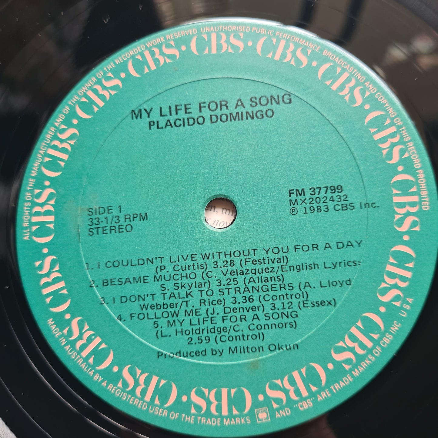 Placido Domingo – My Life For A Song - 1983 - Vinyl Record LP - Sound Hound Records