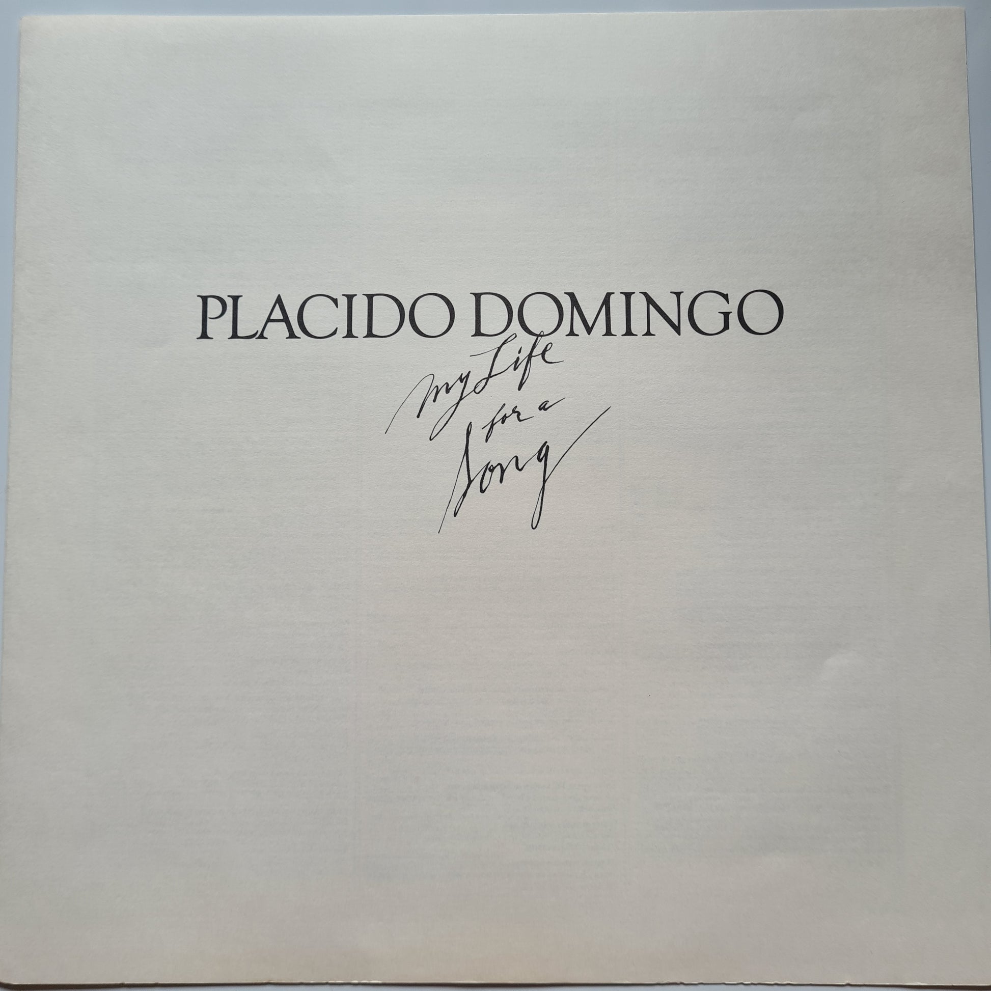 Placido Domingo – My Life For A Song - 1983 - Vinyl Record LP - Sound Hound Records