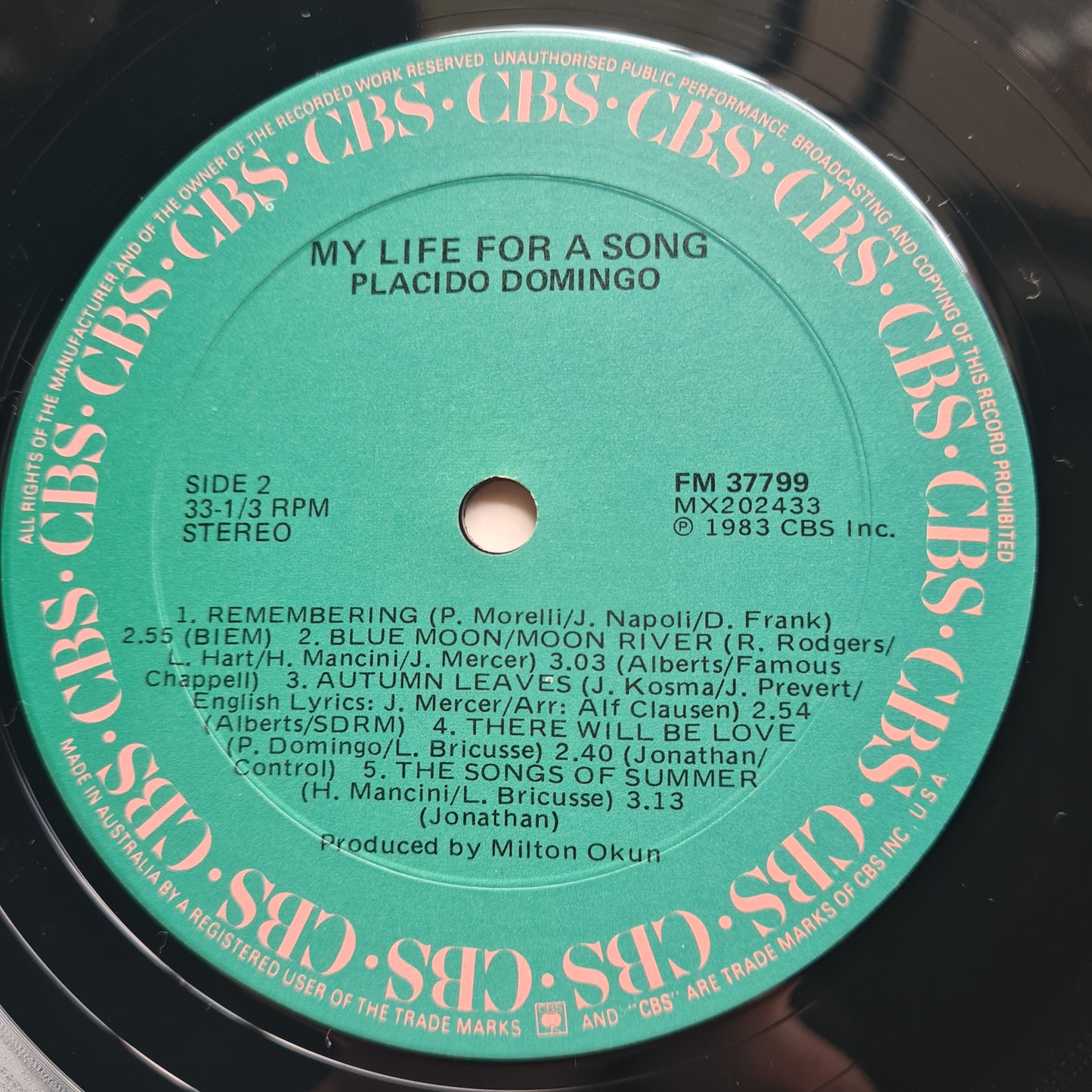 Placido Domingo – My Life For A Song - 1983 - Vinyl Record LP - Sound Hound Records